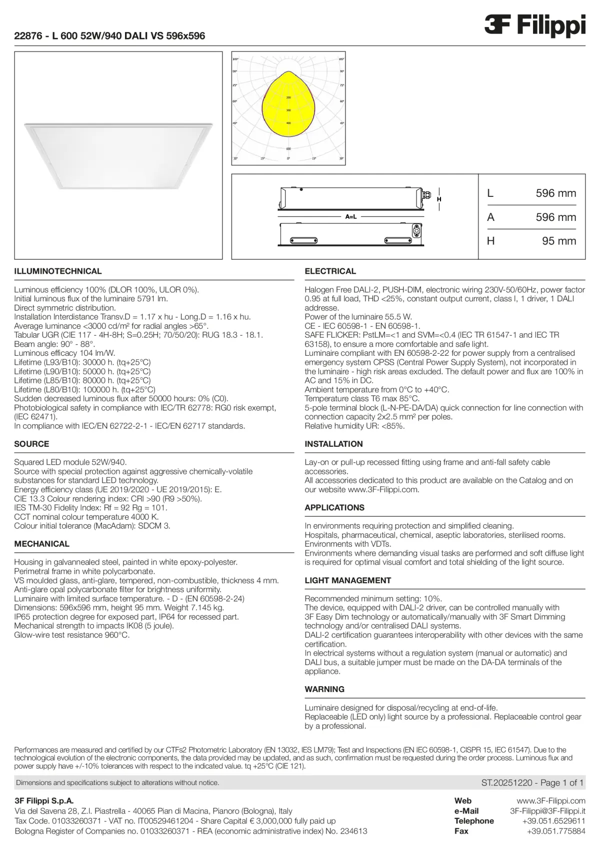 22876 - L 600 52W-940 DALI VS 596x596 - Datasheet - en