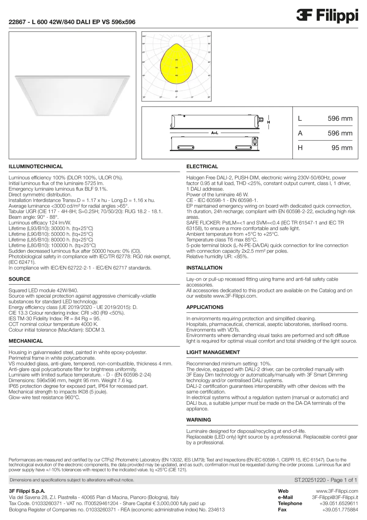 22867 - L 600 42W-840 DALI EP VS 596x596 - Datasheet - en
