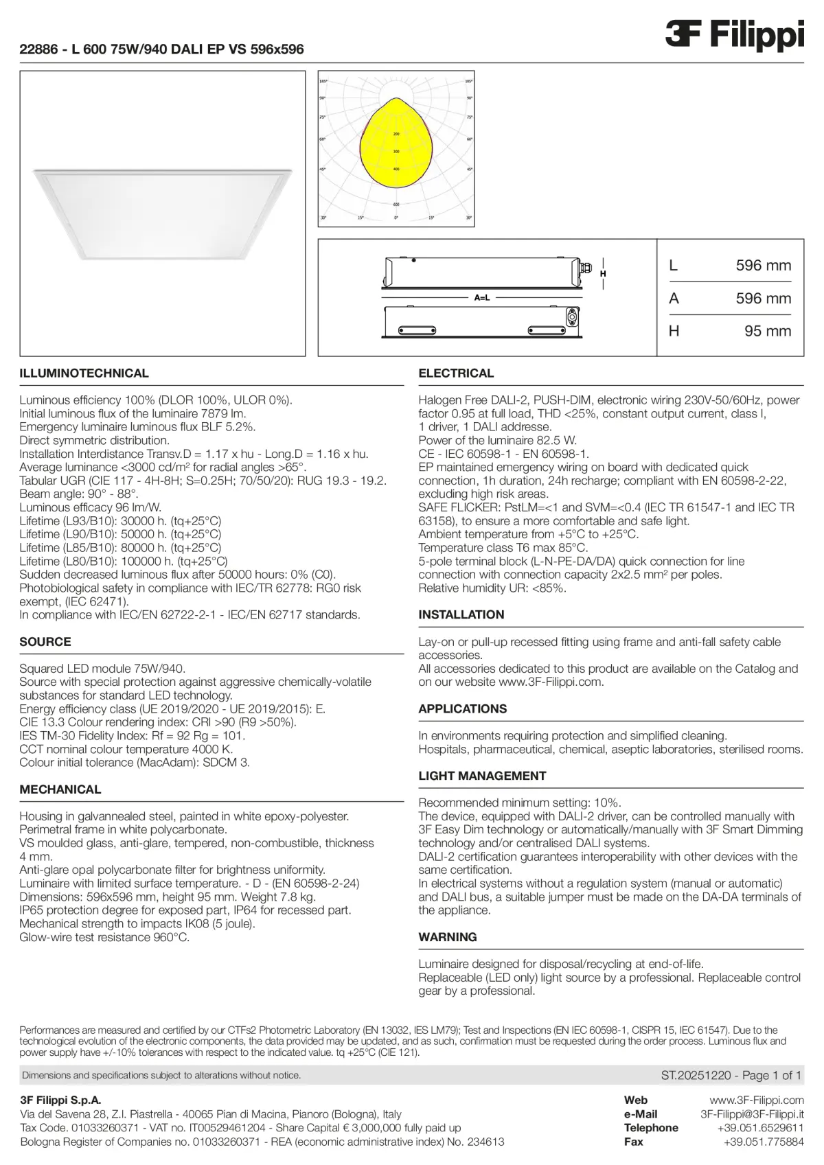 22886 - L 600 75W-940 DALI EP VS 596x596 - Datasheet - en