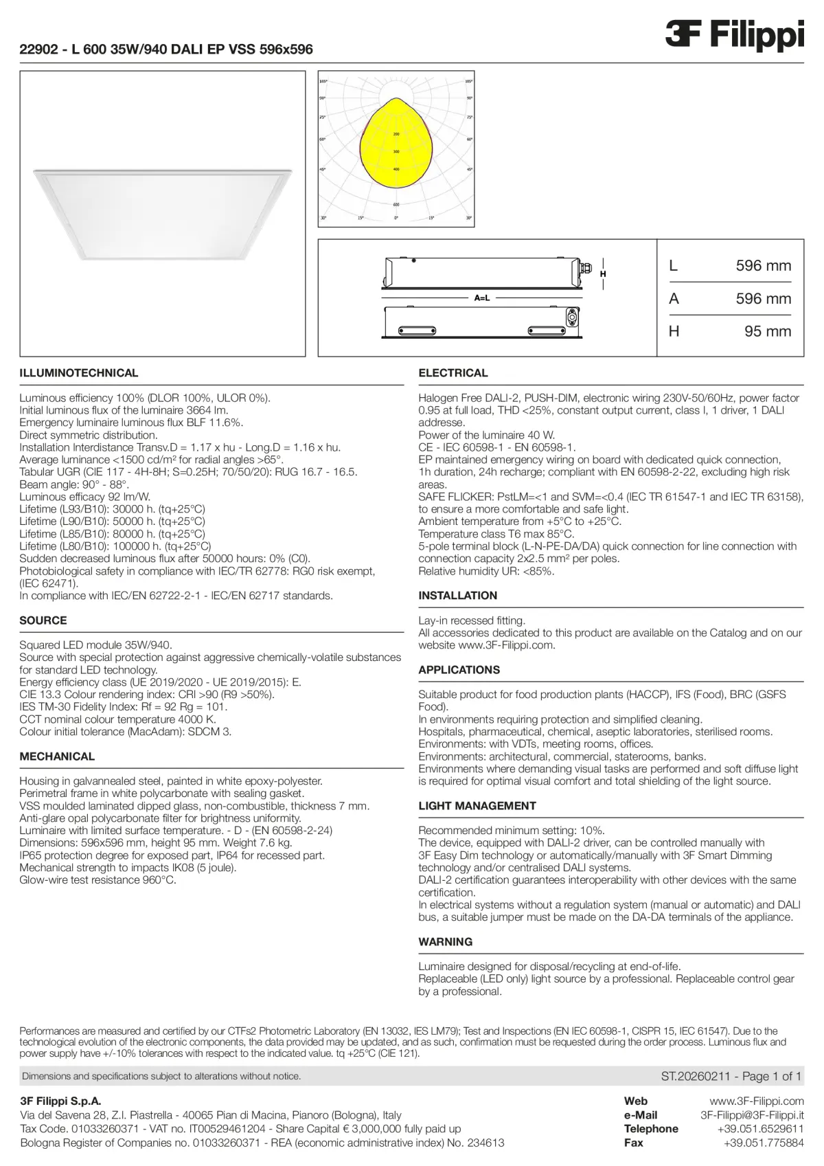 22902 - L 600 35W-940 DALI EP VSS 596x596 - Datasheet - en