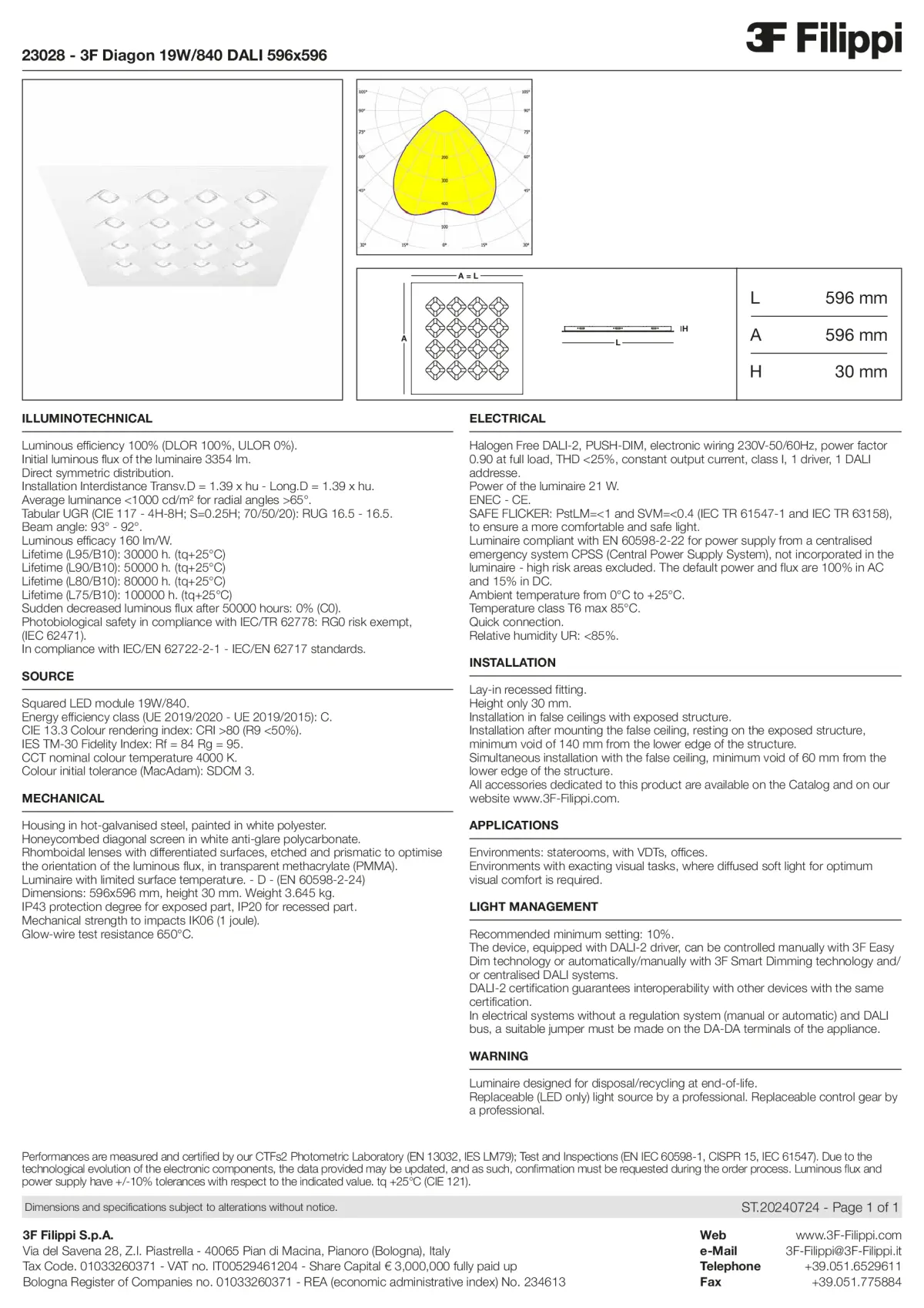 23028 - 3F Diagon 19W-840 DALI 596x596 - Datasheet - en