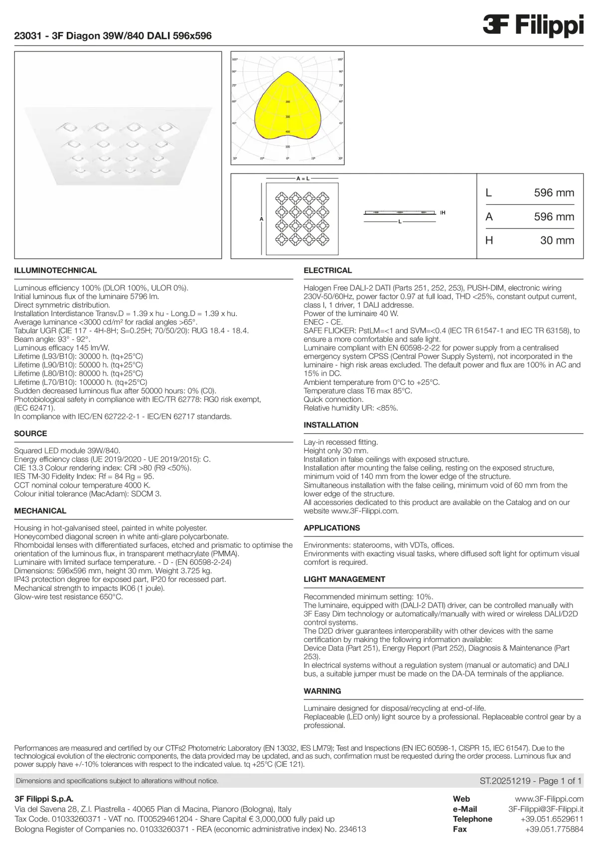 23031 - 3F Diagon 39W-840 DALI 596x596 - Datasheet - en