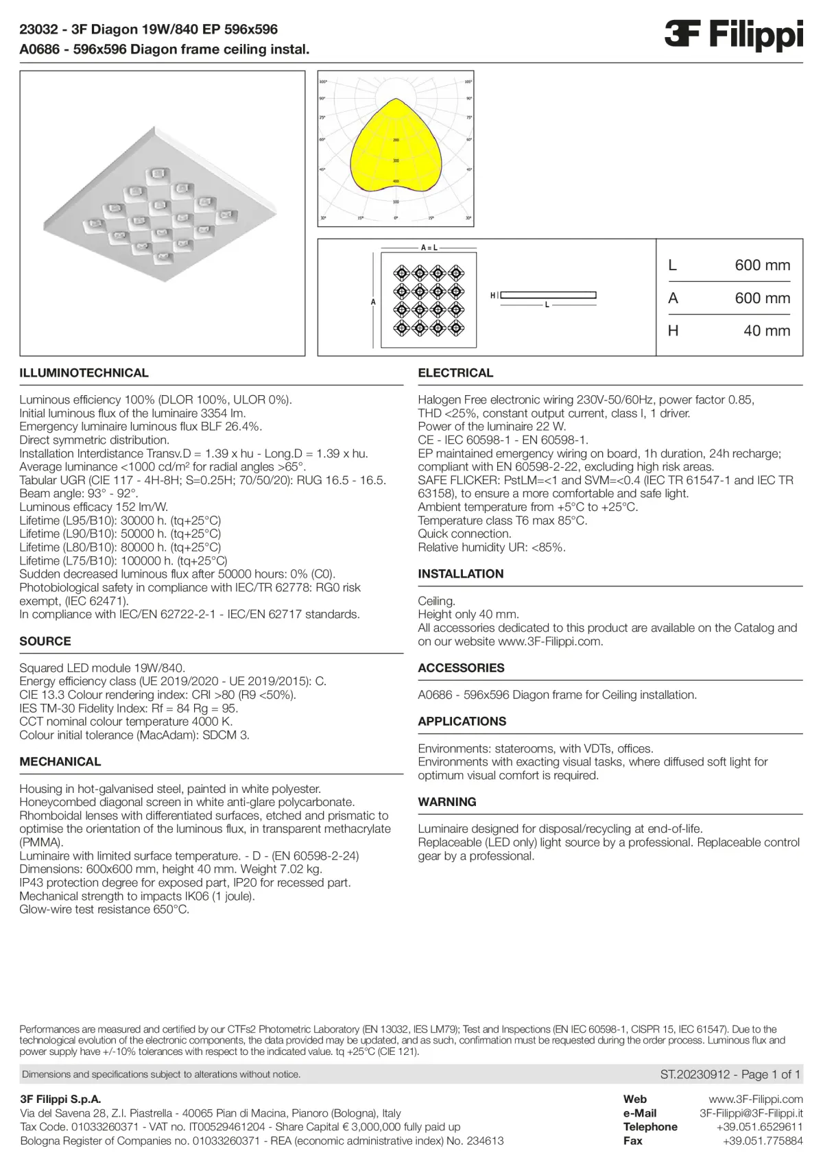 23032+A0686 - 3F Diagon 19W-840 EP 596x596 + Corn.plaf. - Datasheet - en