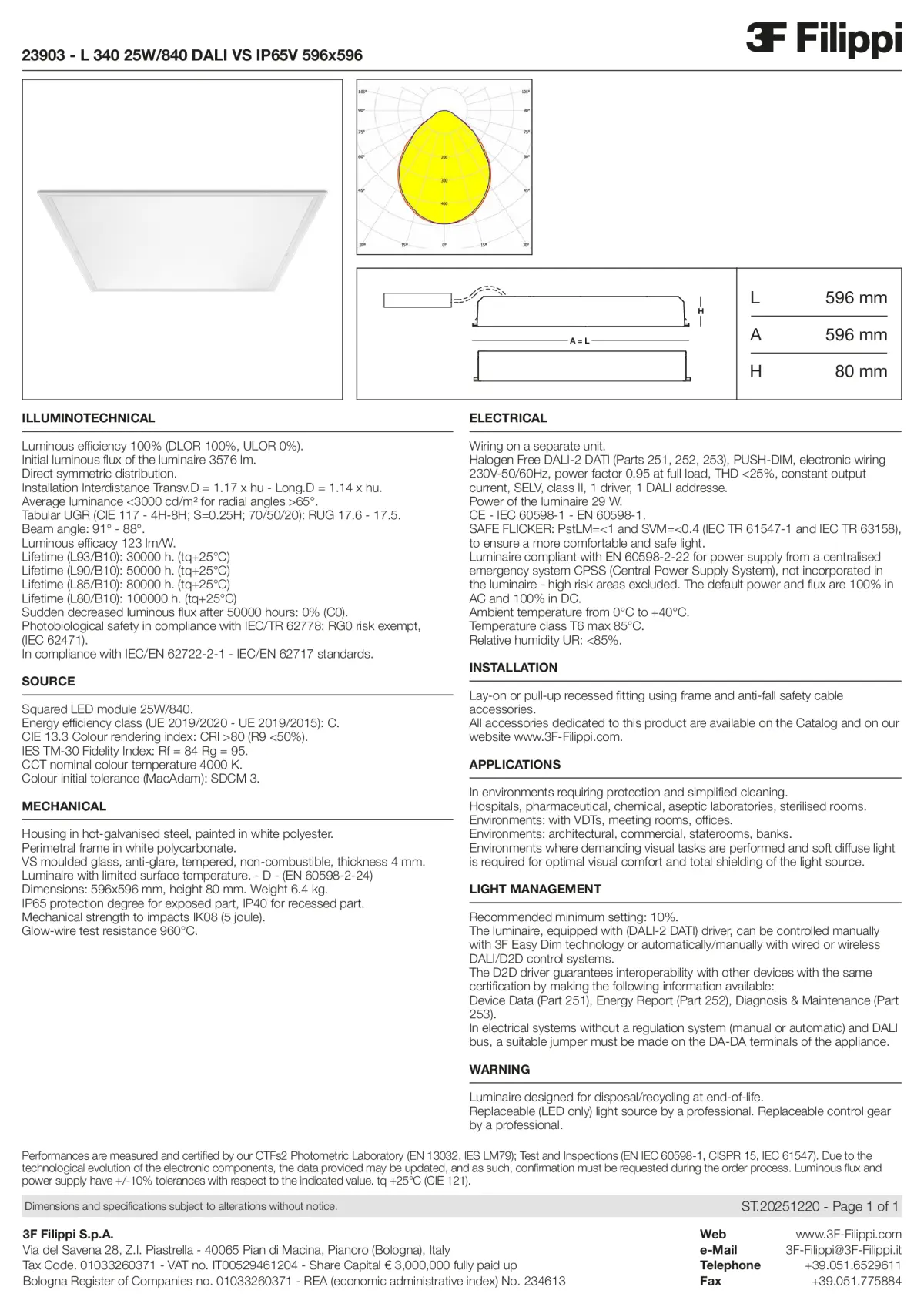 23903 - L 340 25W-840 DALI VS IP65V 596x596 - Datasheet - en