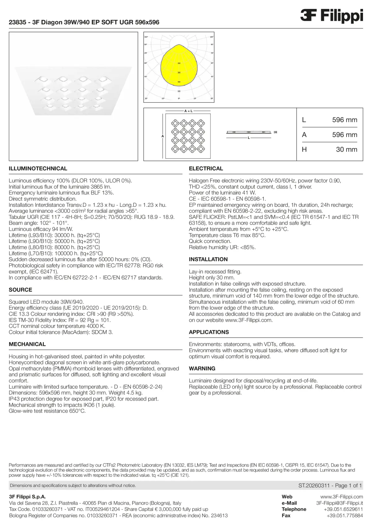 23835 - 3F Diagon 39W-940 EP SOFT UGR 596x596 - Datasheet - en