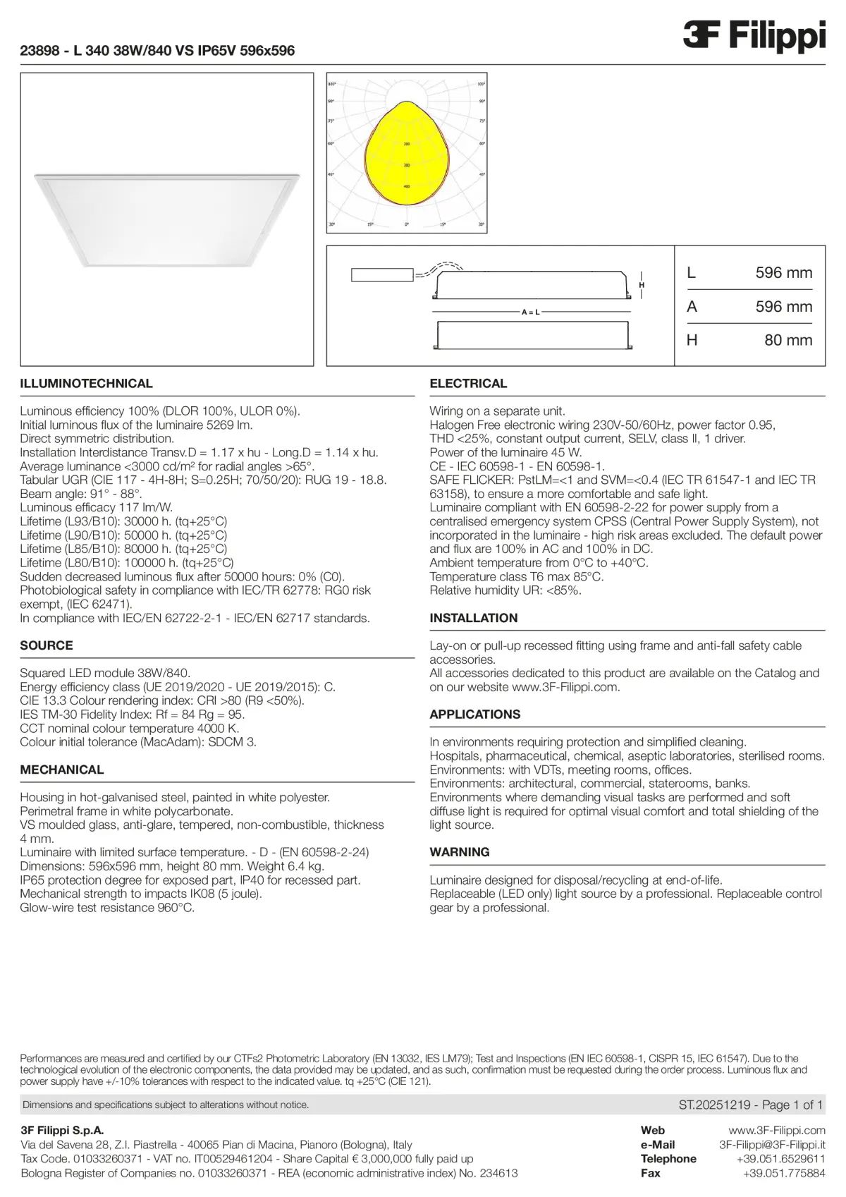 23898 - L 340 38W-840 VS IP65V 596x596 - Datasheet - en