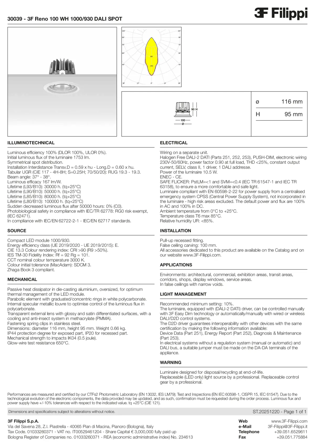 30039 - 3F Reno 100 WH 1000-930 DALI SPOT - Datasheet - en