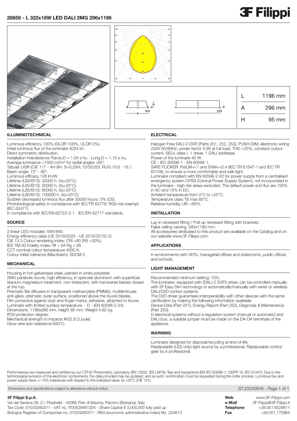 28858 - L 322x18W LED DALI 2MG 296x1196 - Datasheet - en