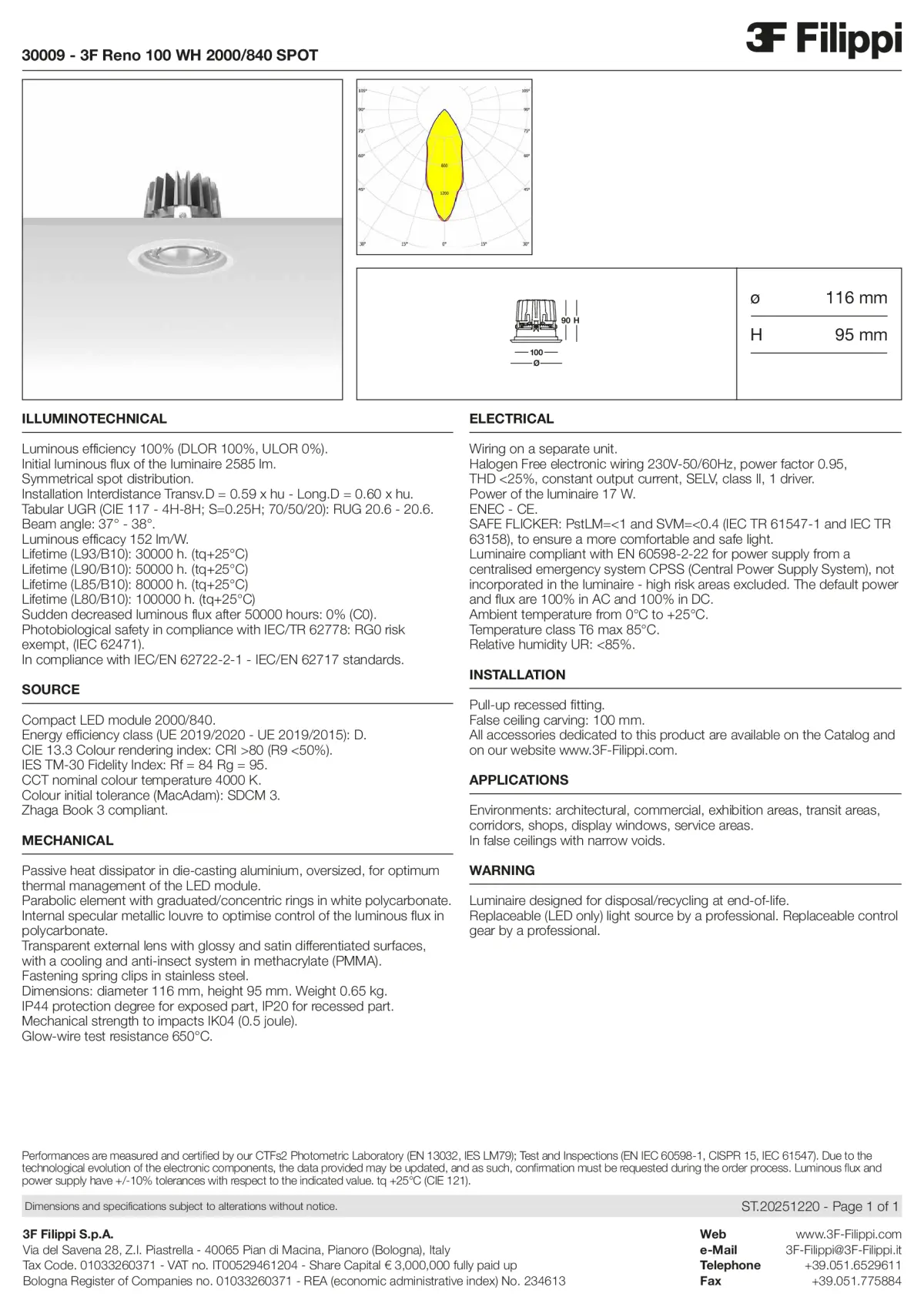 30009 - 3F Reno 100 WH 2000-840 SPOT - Datasheet - en