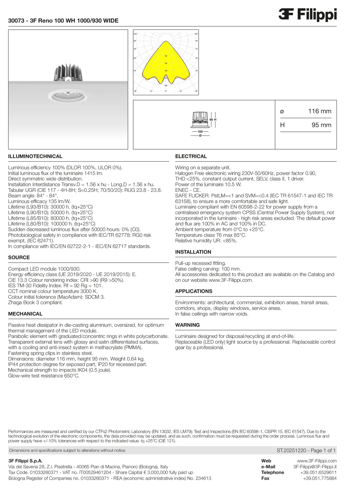 30073 - 3F Reno 100 WH 1000-930 WIDE - Datasheet - en