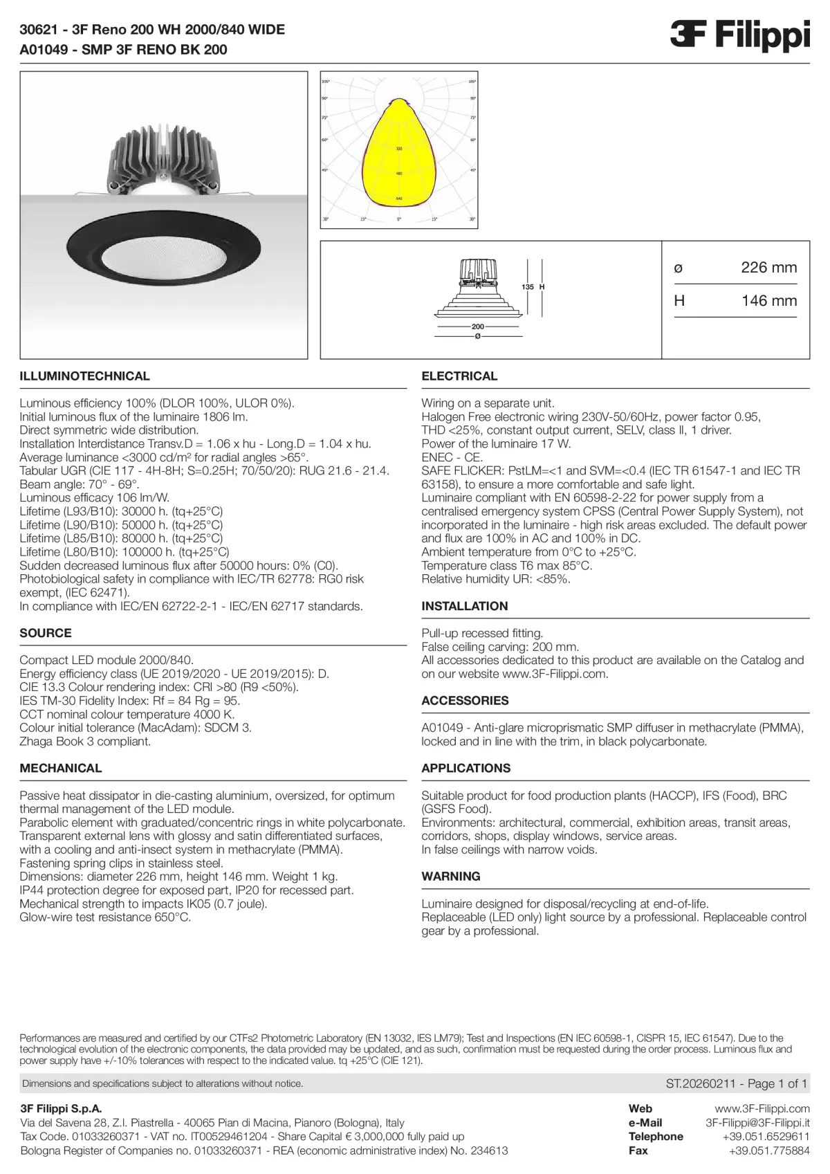 30621+A01049 - 3F Reno 200 WH 2000-840 WIDE + SMP BK - Datasheet - en