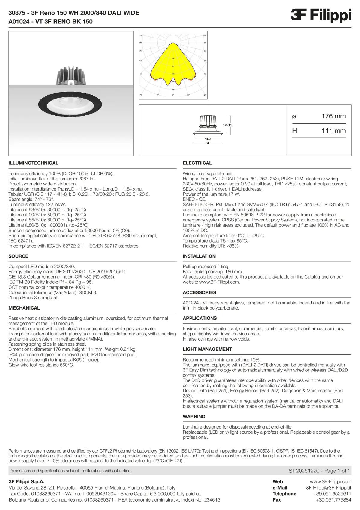 30375+A01024 - 3F Reno 150 WH 2000-840 DALI WIDE + VT BK - Datasheet - en