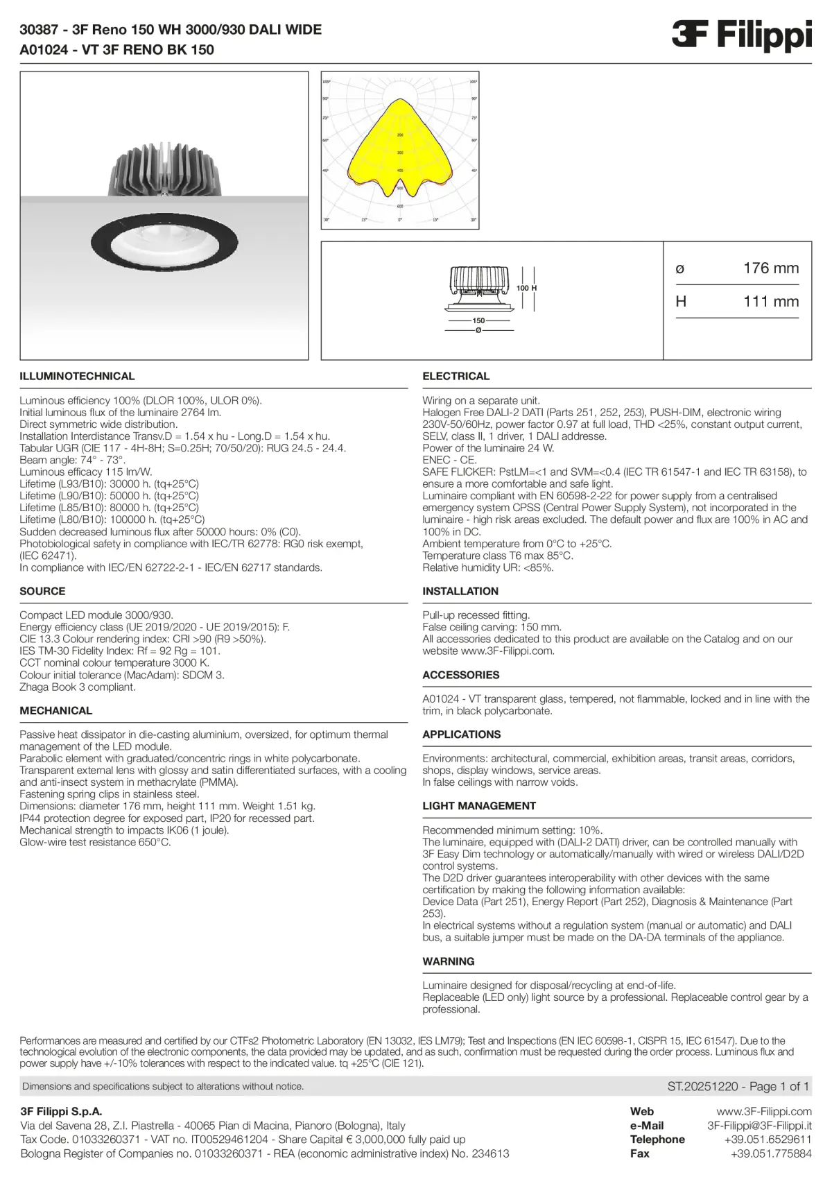 30387+A01024 - 3F Reno 150 WH 3000-930 DALI WIDE + VT BK - Datasheet - en