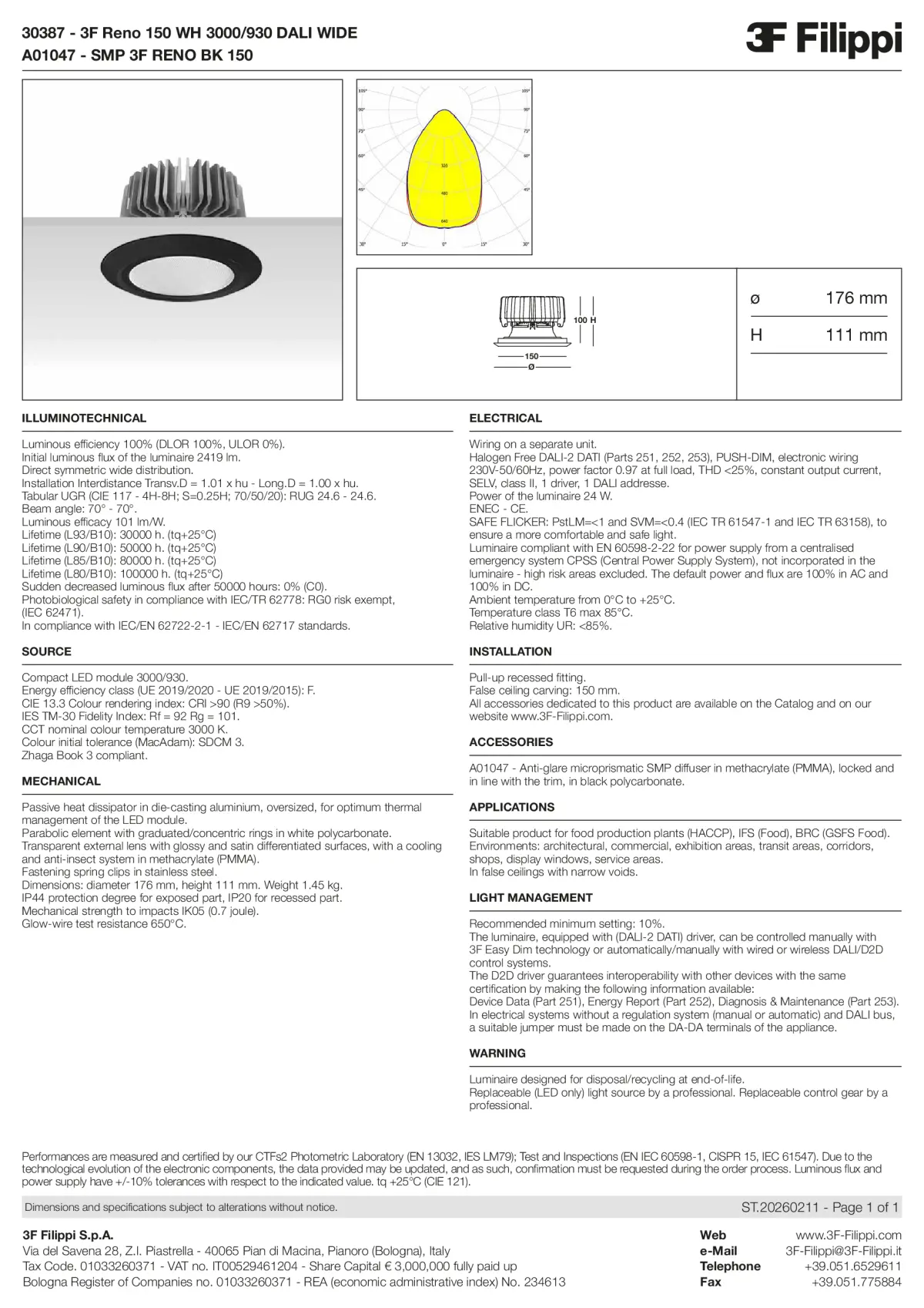 30387+A01047 - 3F Reno 150 WH 3000-930 DALI WIDE + SMP BK - Datasheet - en