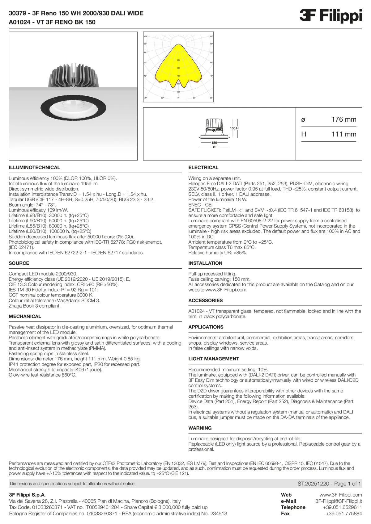 30379+A01024 - 3F Reno 150 WH 2000-930 DALI WIDE + VT BK - Datasheet - en