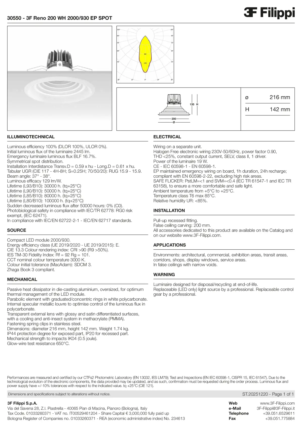 30550 - 3F Reno 200 WH 2000-930 EP SPOT - Datasheet - en