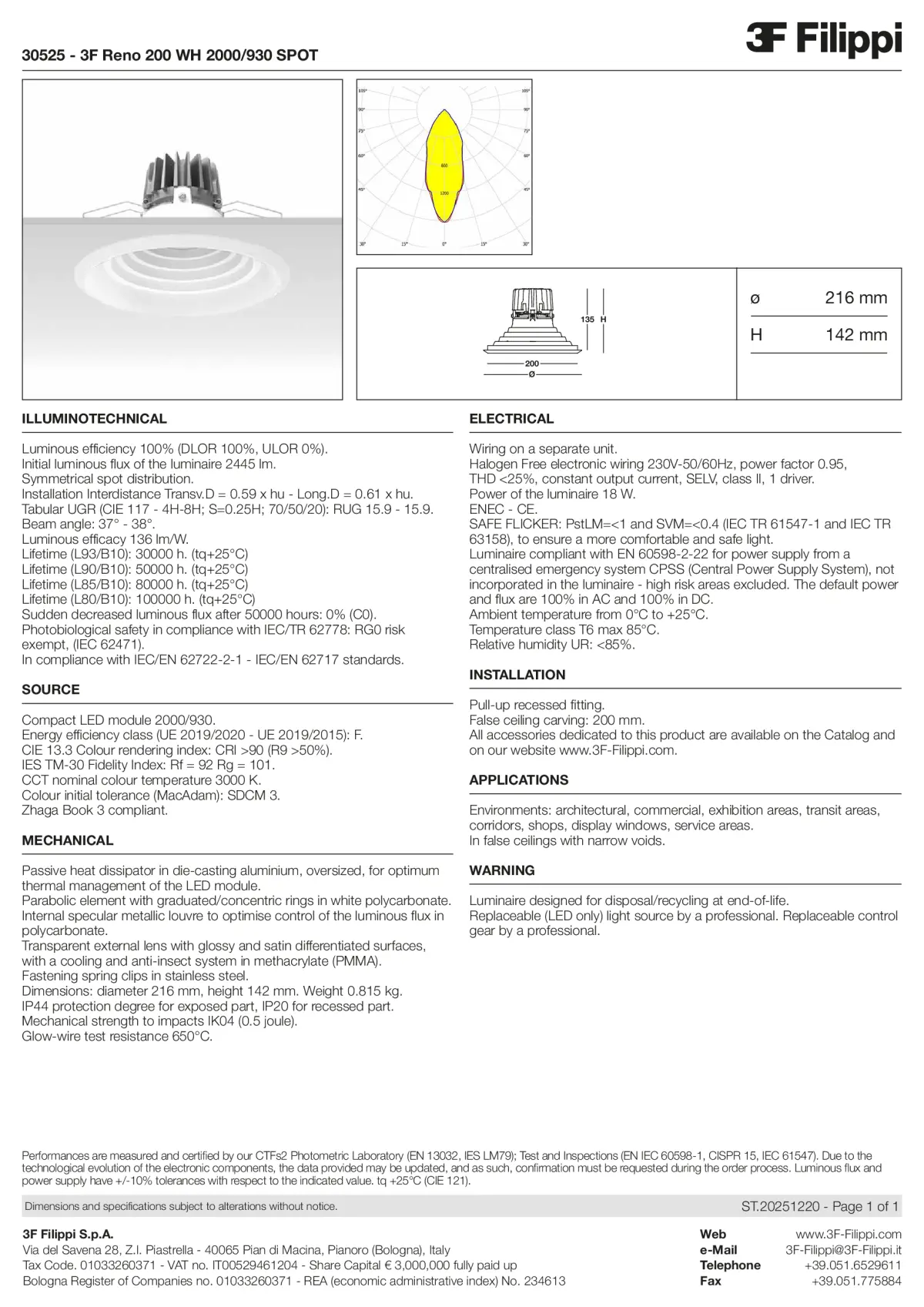 30525 - 3F Reno 200 WH 2000-930 SPOT - Datasheet - en