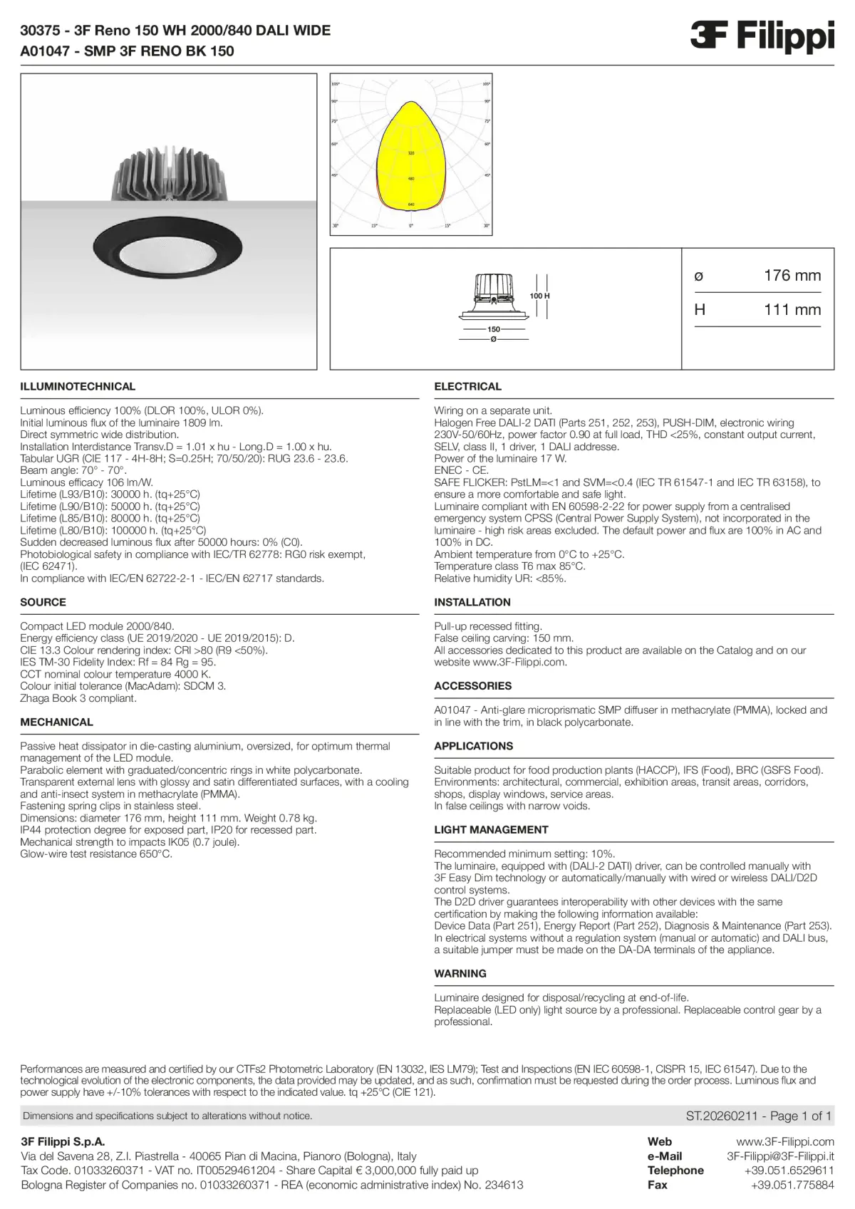 30375+A01047 - 3F Reno 150 WH 2000-840 DALI WIDE + SMP BK - Datasheet - en