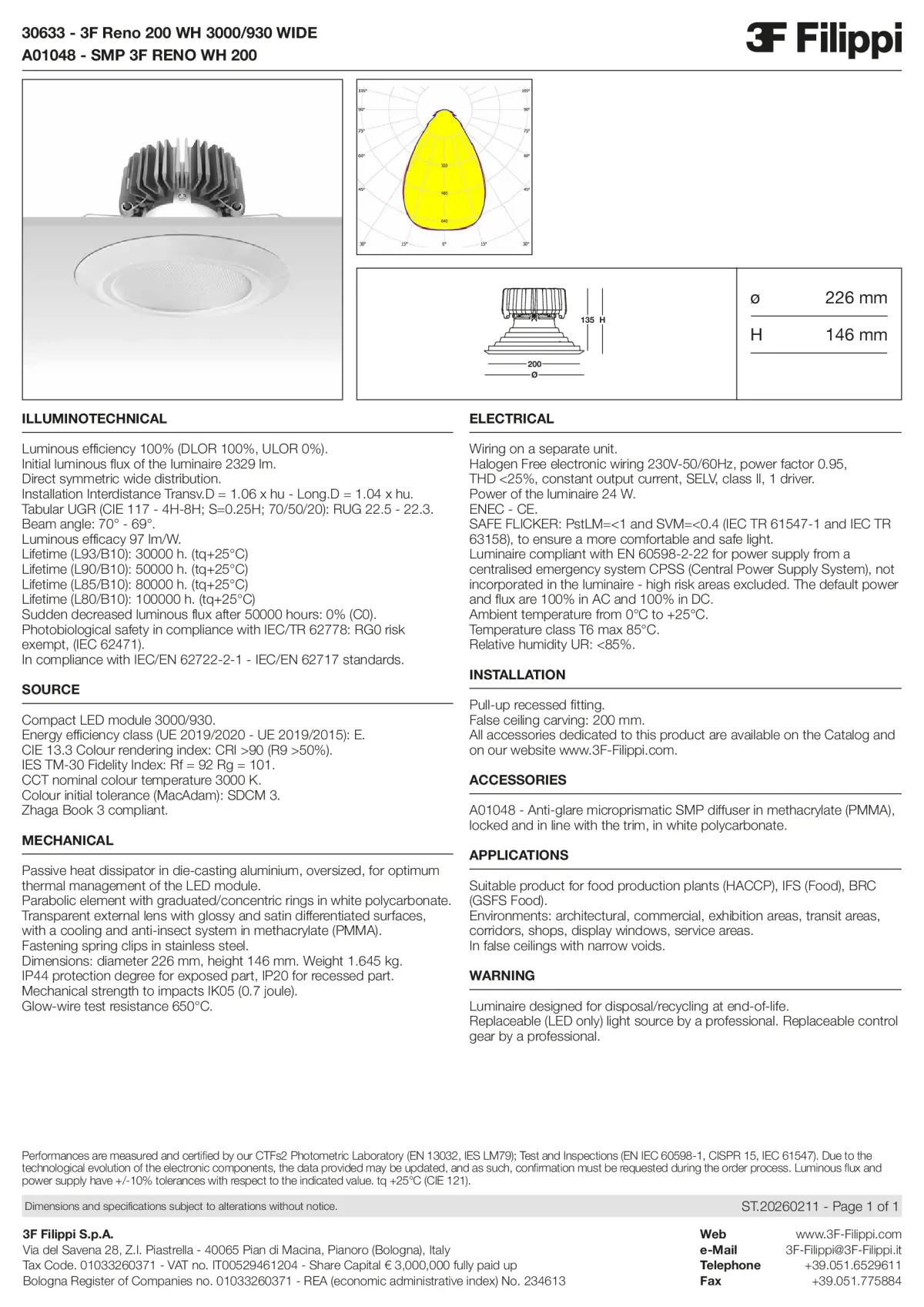 30633+A01048 - 3F Reno 200 WH 3000-930 WIDE + SMP WH - Datasheet - en