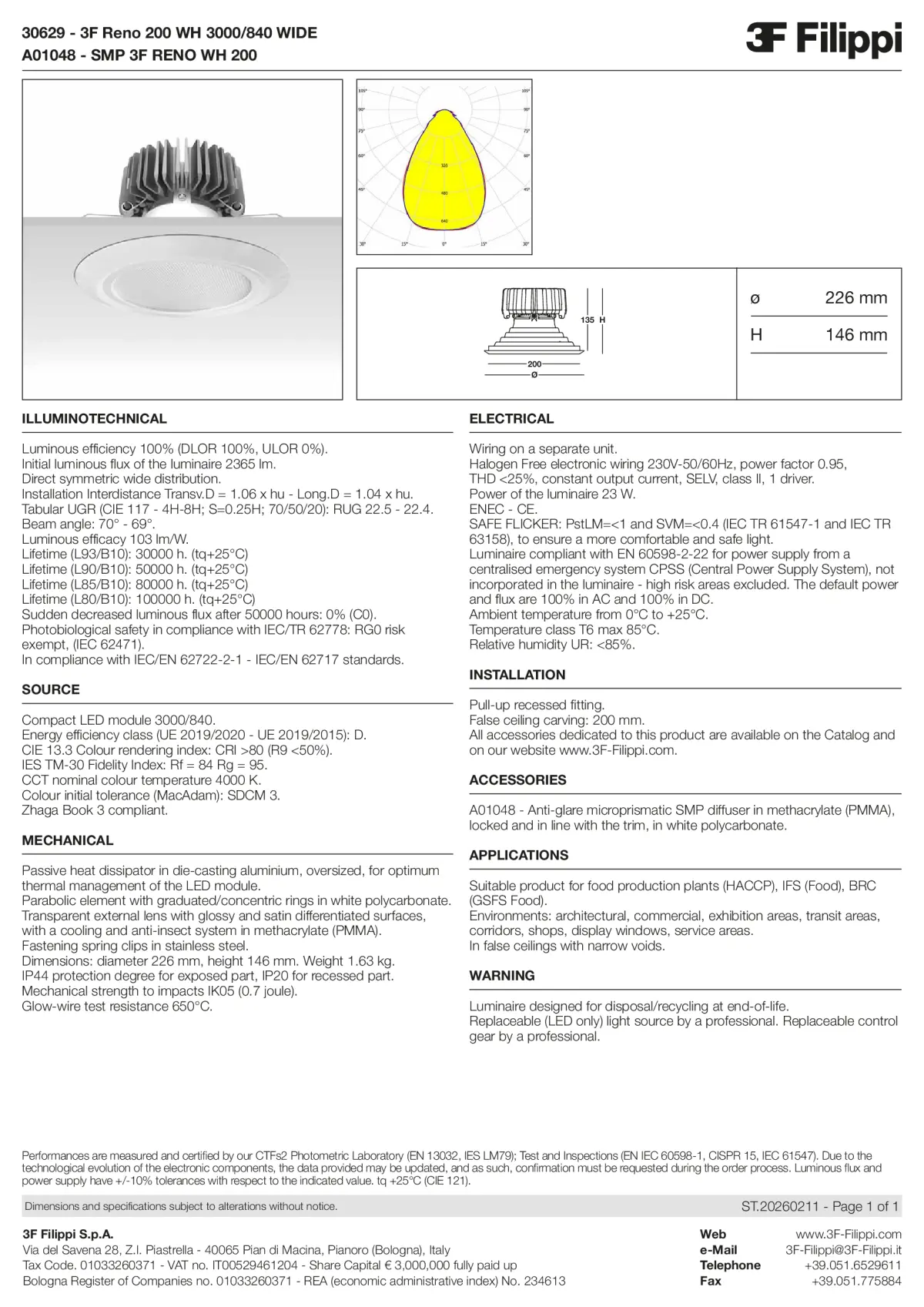 30629+A01048 - 3F Reno 200 WH 3000-840 WIDE + SMP WH - Datasheet - en