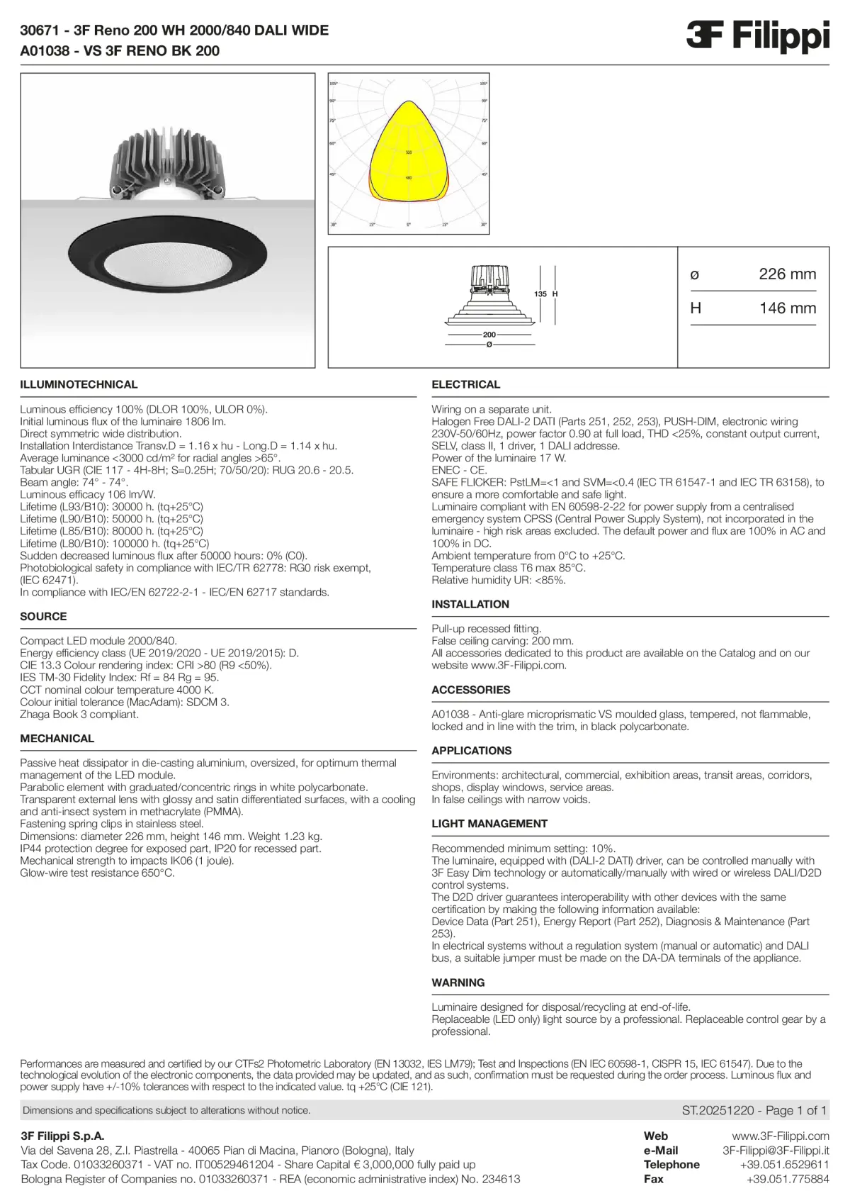 30671+A01038 - 3F Reno 200 WH 2000-840 DALI WIDE + VS BK - Datasheet - en