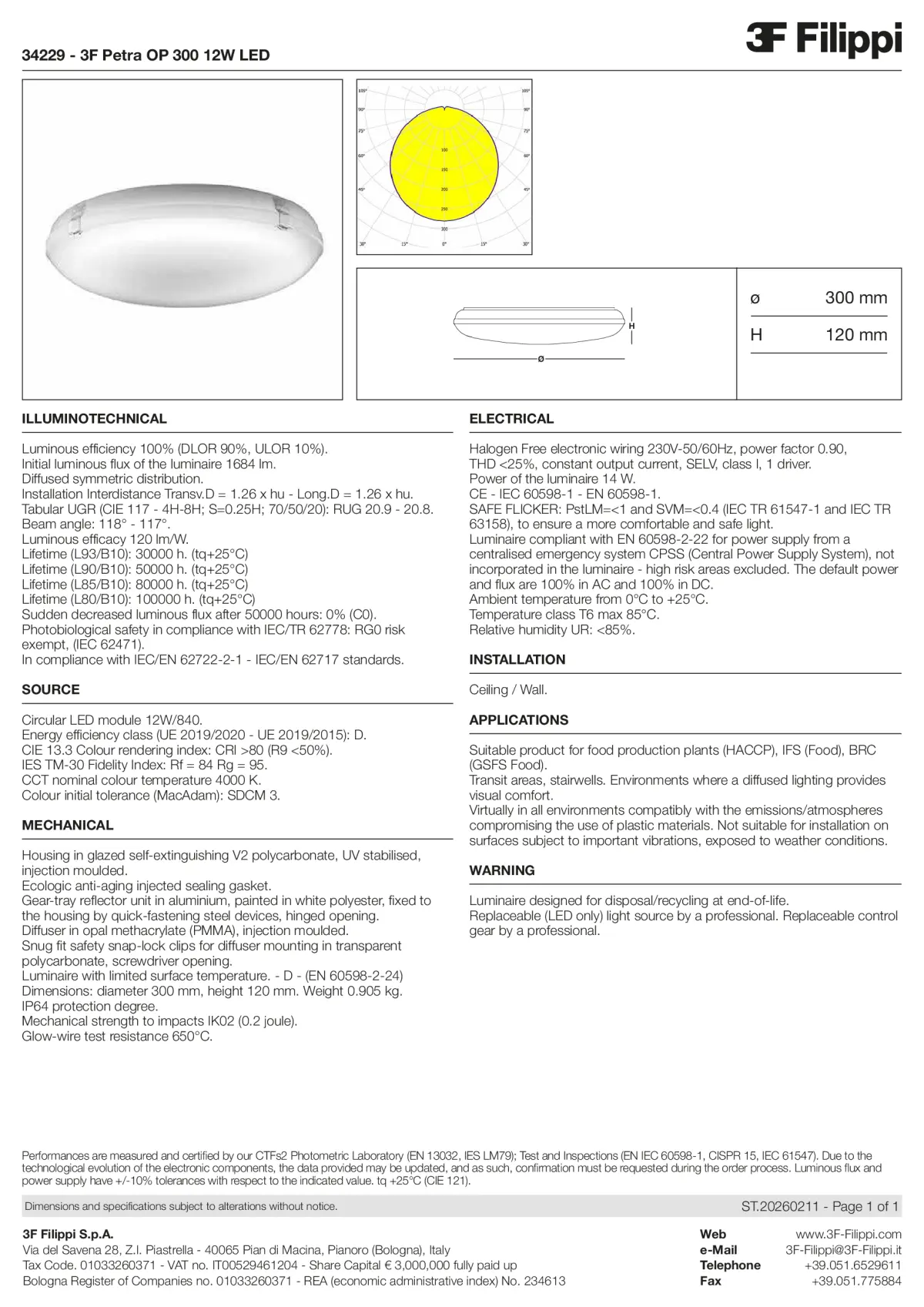 34229 - 3F Petra OP 300 12W LED - Datasheet - en