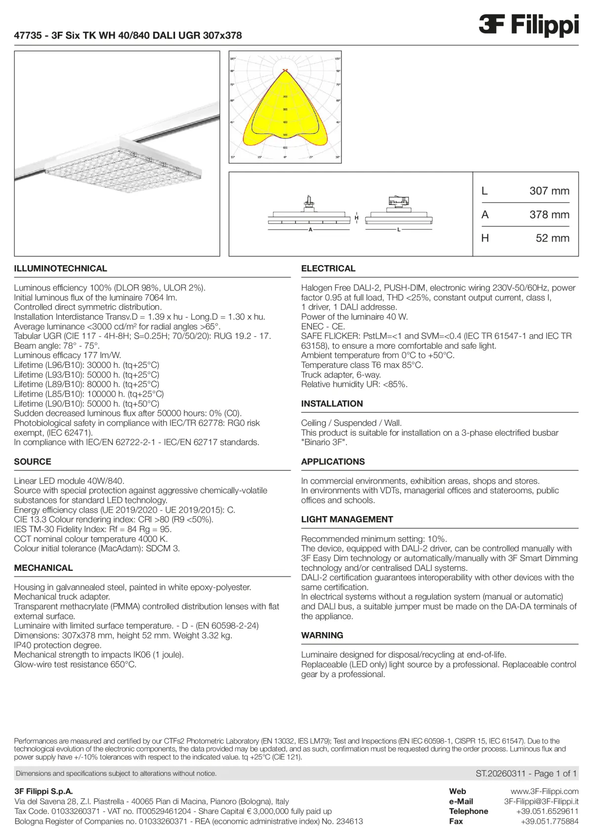47735 - 3F Six TK WH 40-840 DALI UGR 307x378 - Datasheet - en