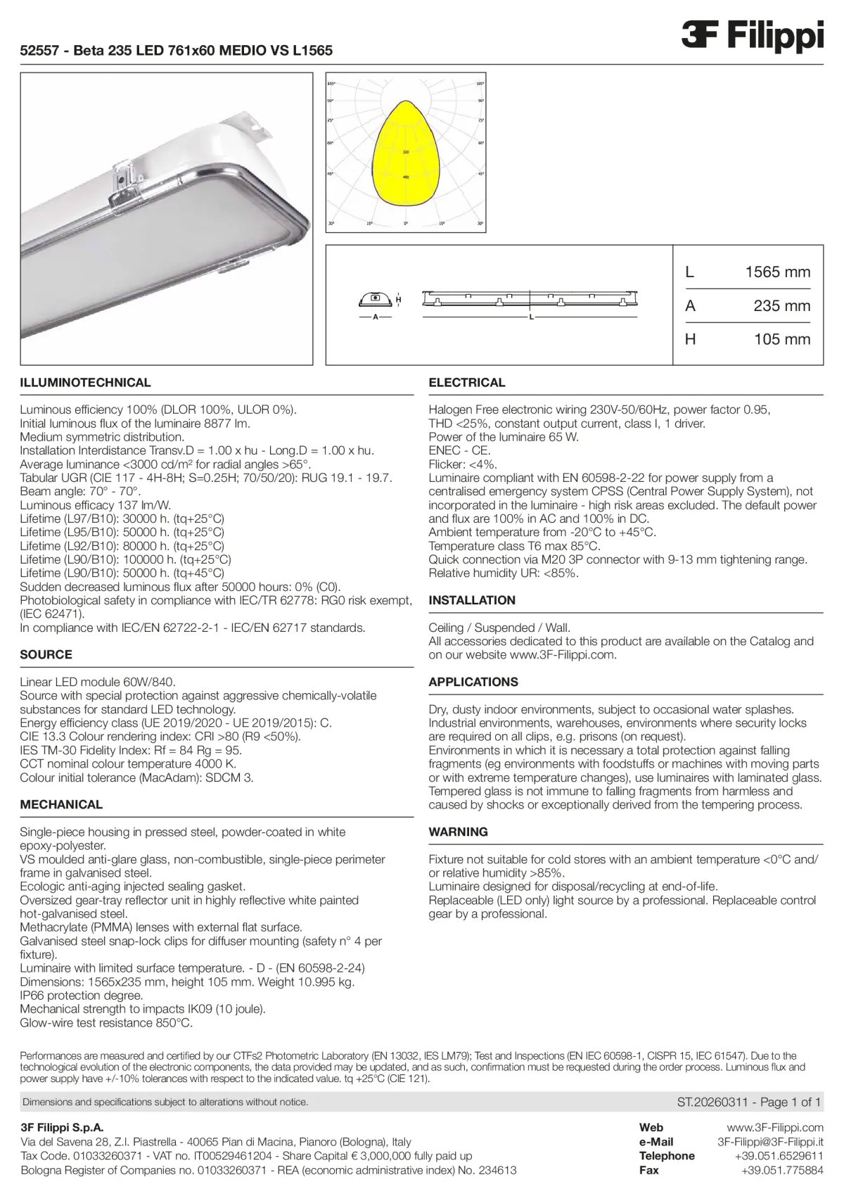 52557 - Beta 235 LED 761x60 MEDIO VS L1565 - Datasheet - en