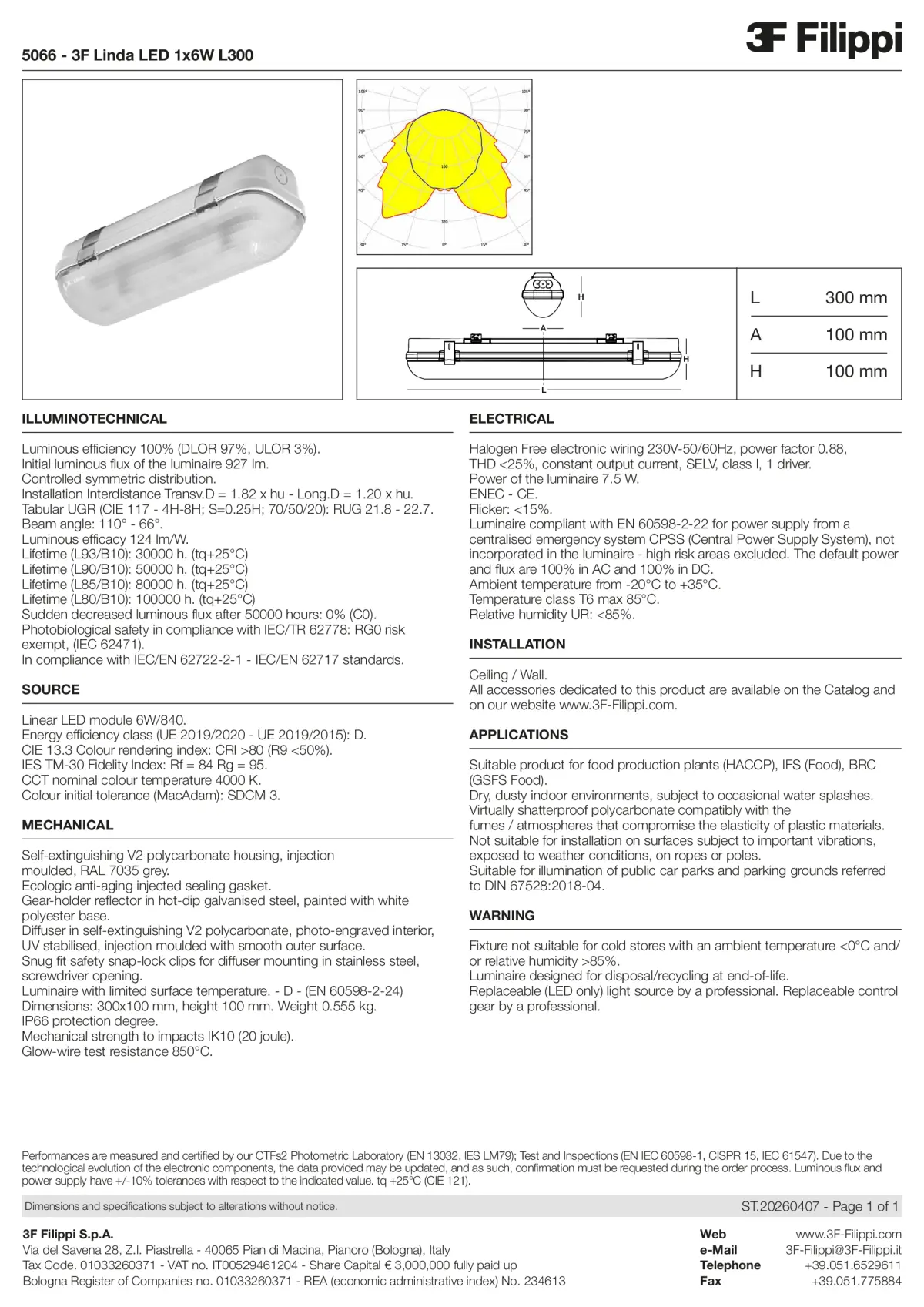 5066 - 3F Linda LED 1x6W L300 - Datasheet - en