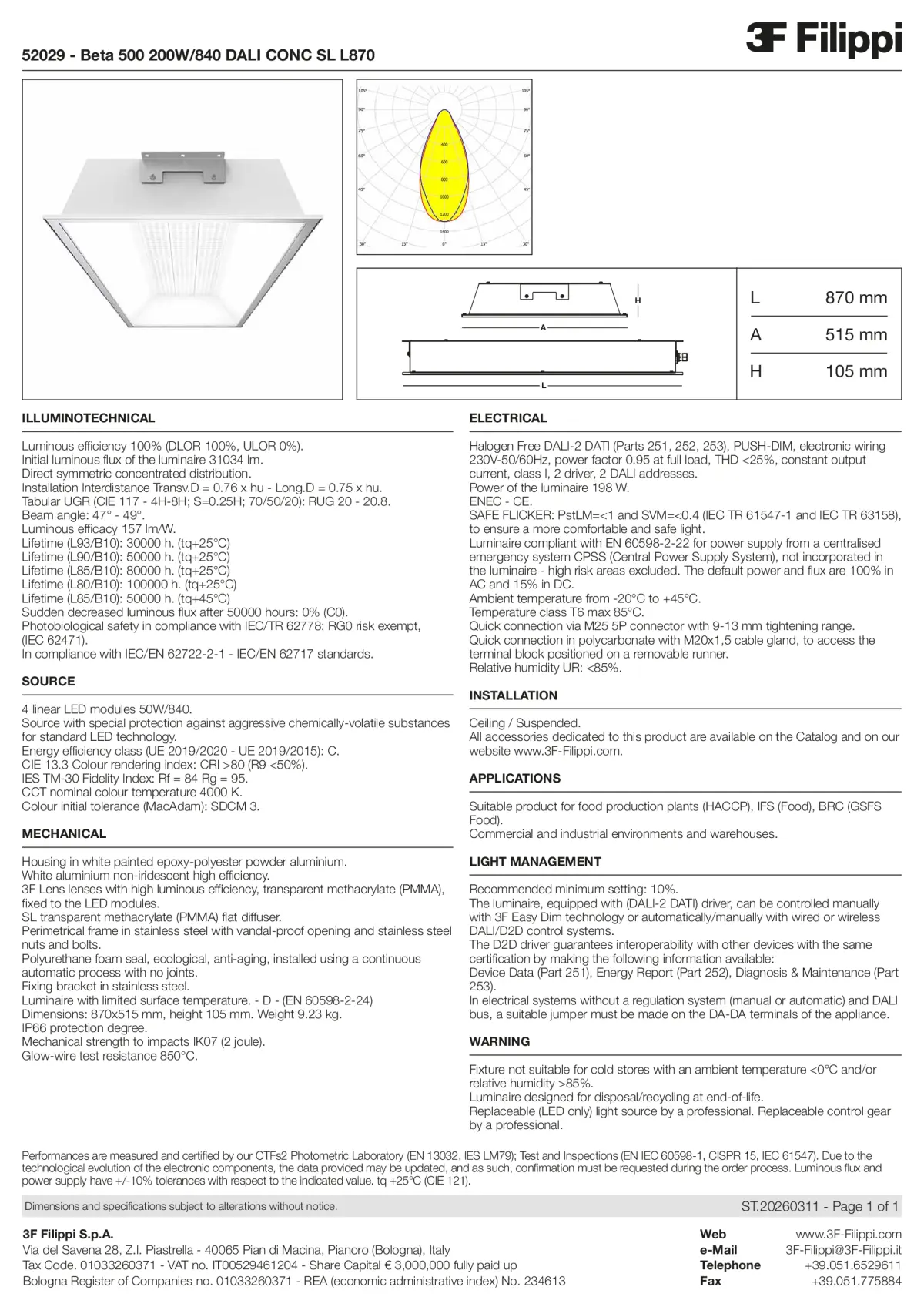 52029 - Beta 500 200W-840 DALI CONC SL L870 - Datasheet - en
