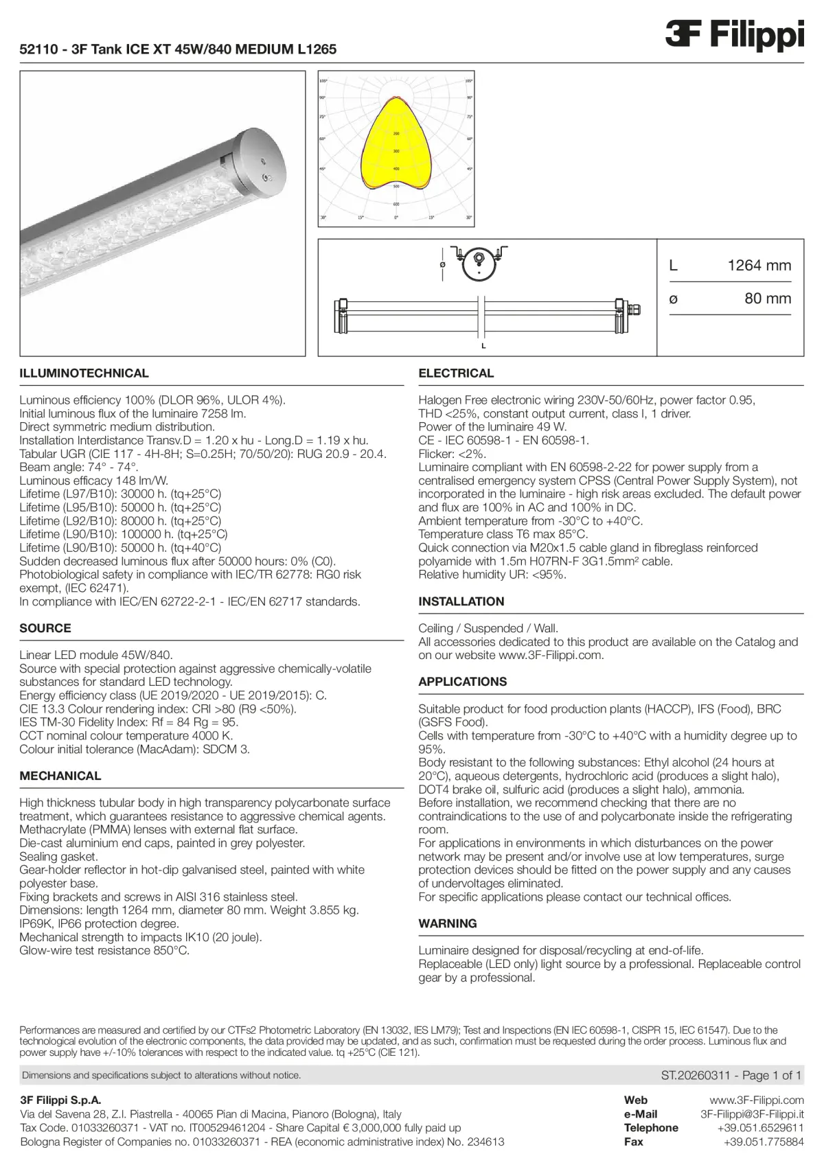 52110 - 3F Tank ICE XT 45W-840 MEDIUM L1265 - Datasheet - en
