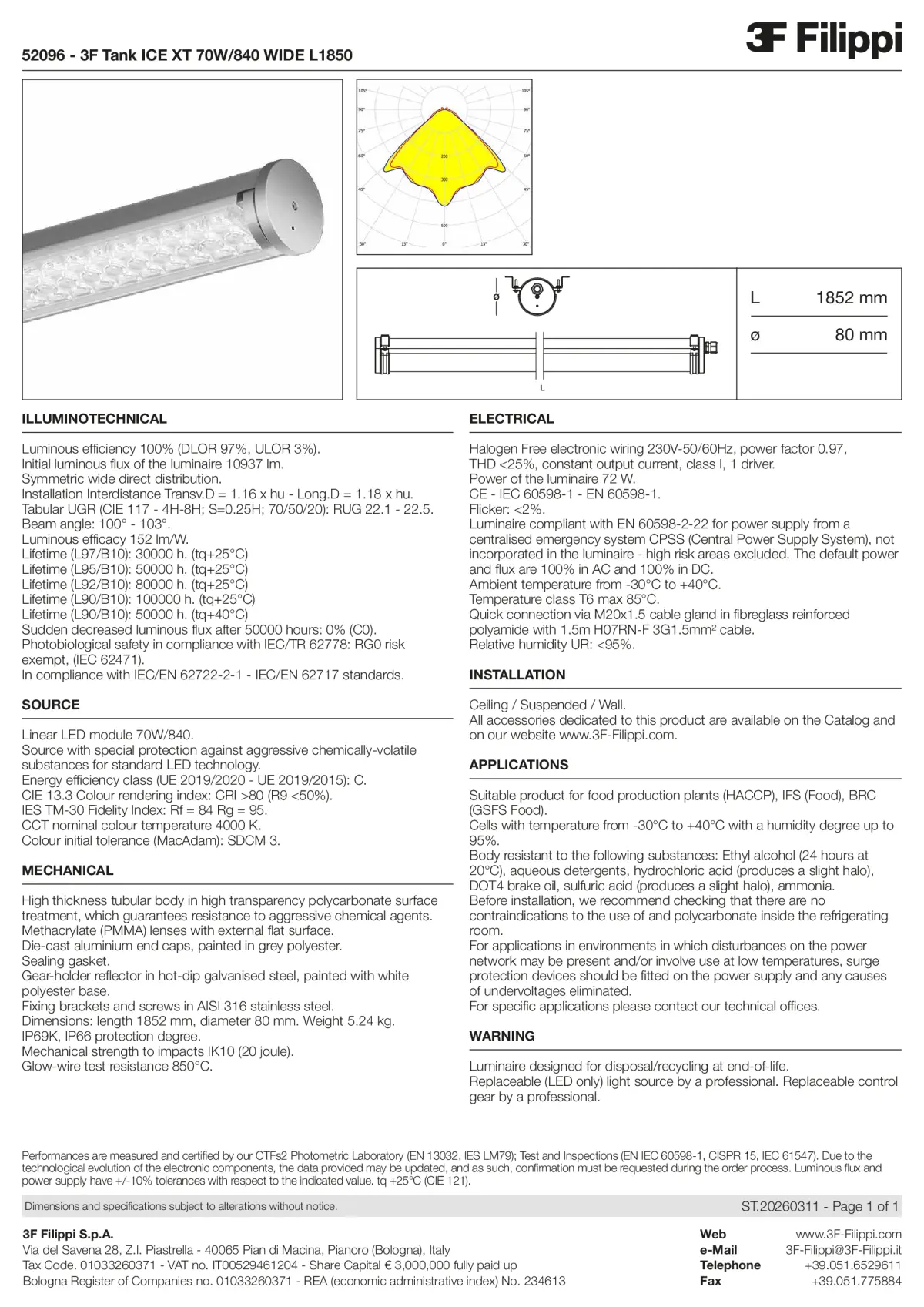 52096 - 3F Tank ICE XT 70W-840 WIDE L1850 - Datasheet - en