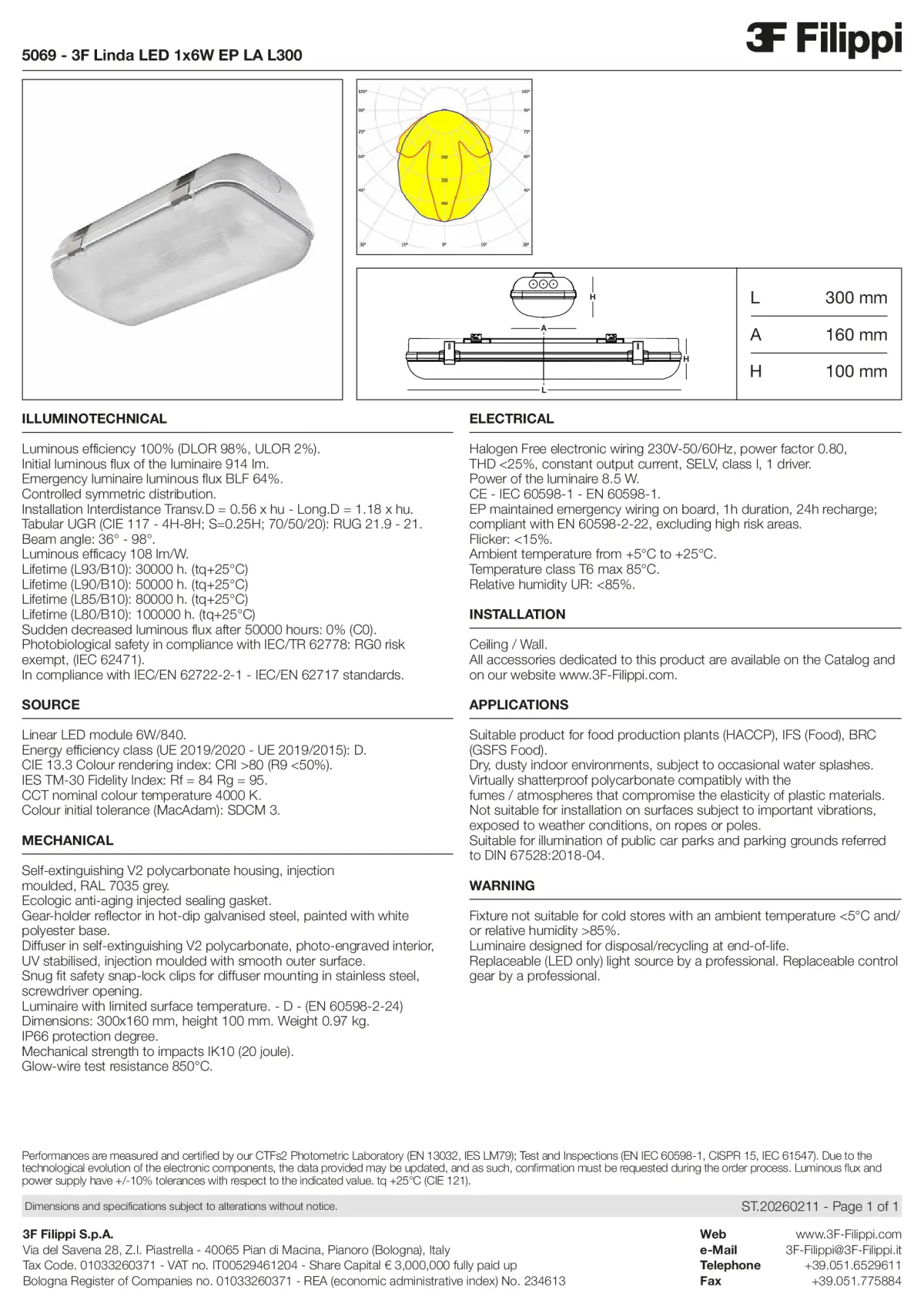 5069 - 3F Linda LED 1x6W EP LA L300 - Datasheet - en