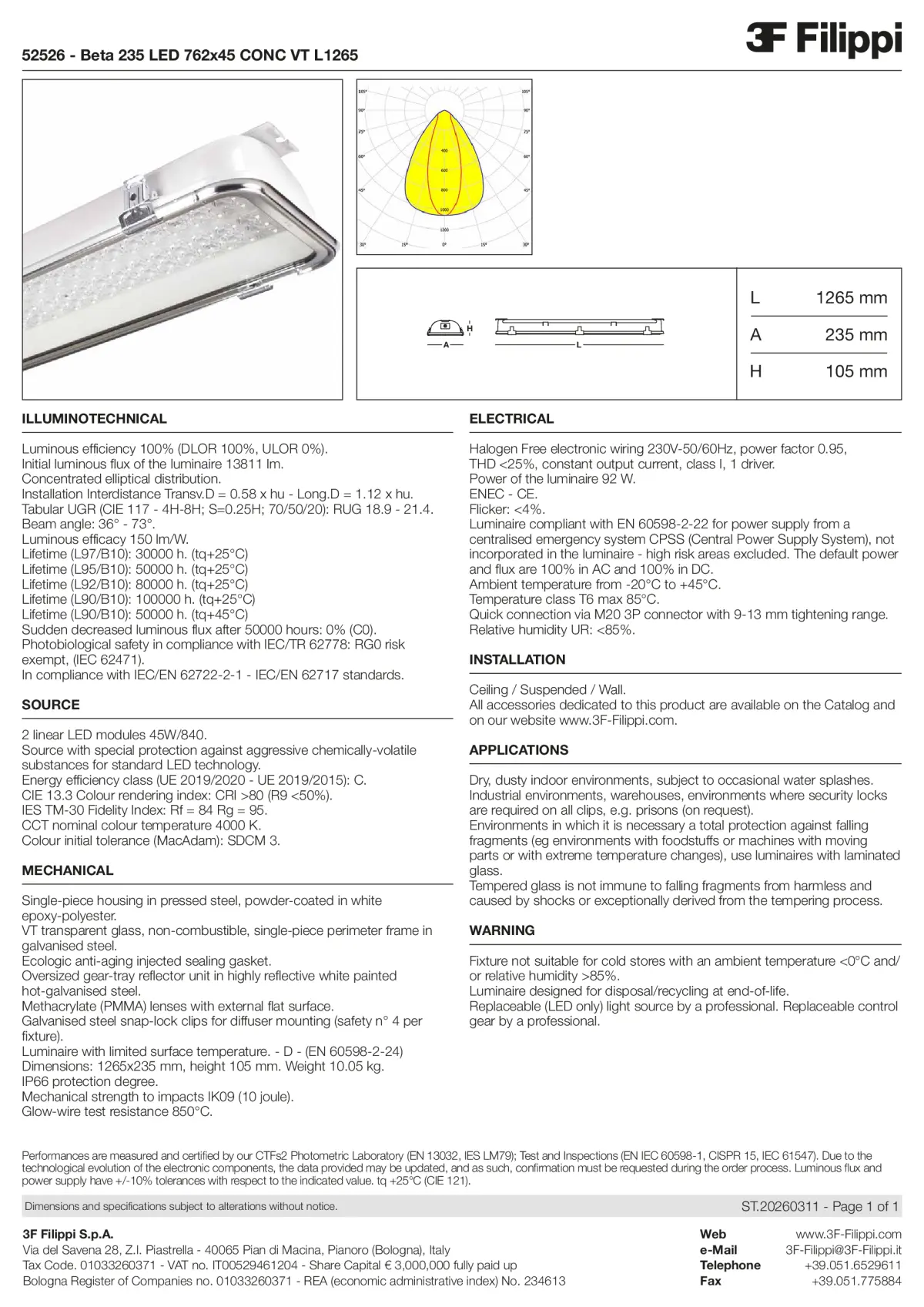 52526 - Beta 235 LED 762x45 CONC VT L1265 - Datasheet - en