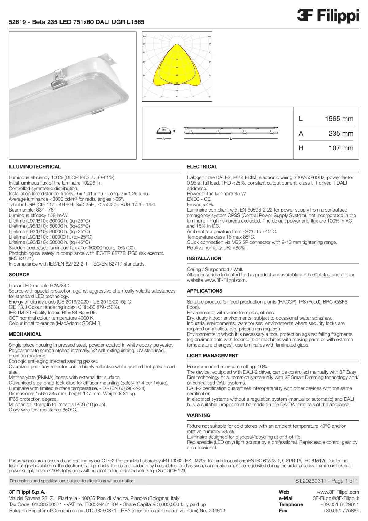 52619 - Beta 235 LED 751x60 DALI UGR L1565 - Datasheet - en