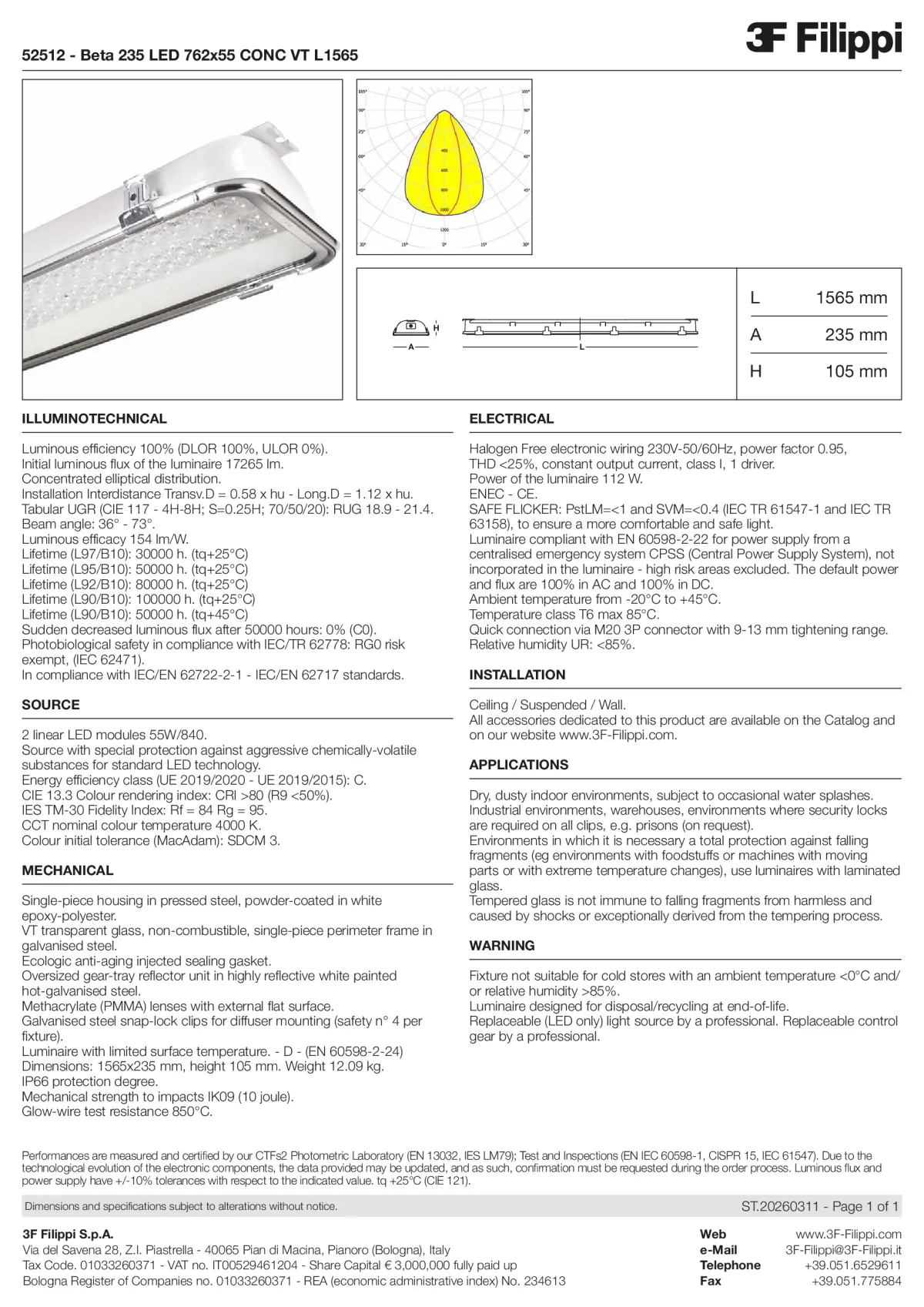 52512 - Beta 235 LED 762x55 CONC VT L1565 - Datasheet - en