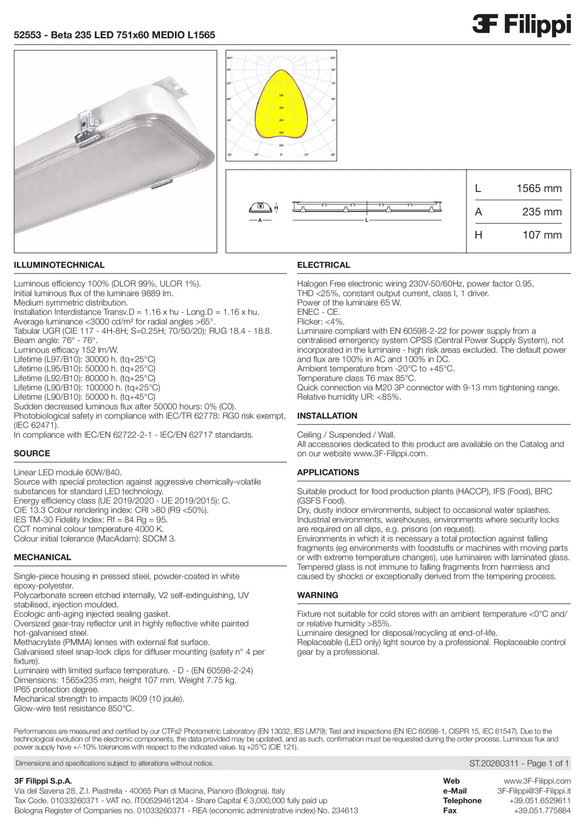 52553 - Beta 235 LED 751x60 MEDIO L1565 - Datasheet - en