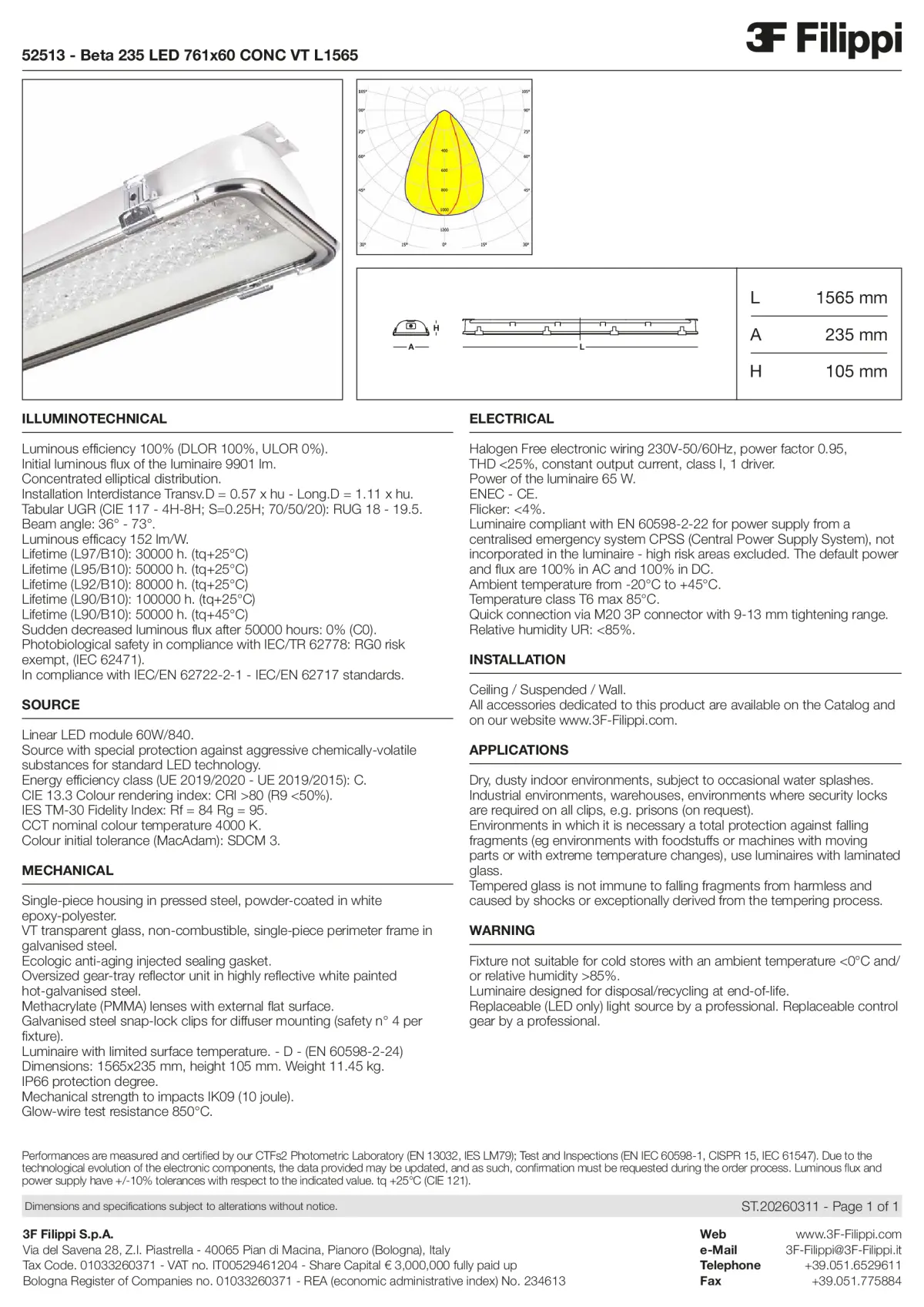52513 - Beta 235 LED 761x60 CONC VT L1565 - Datasheet - en