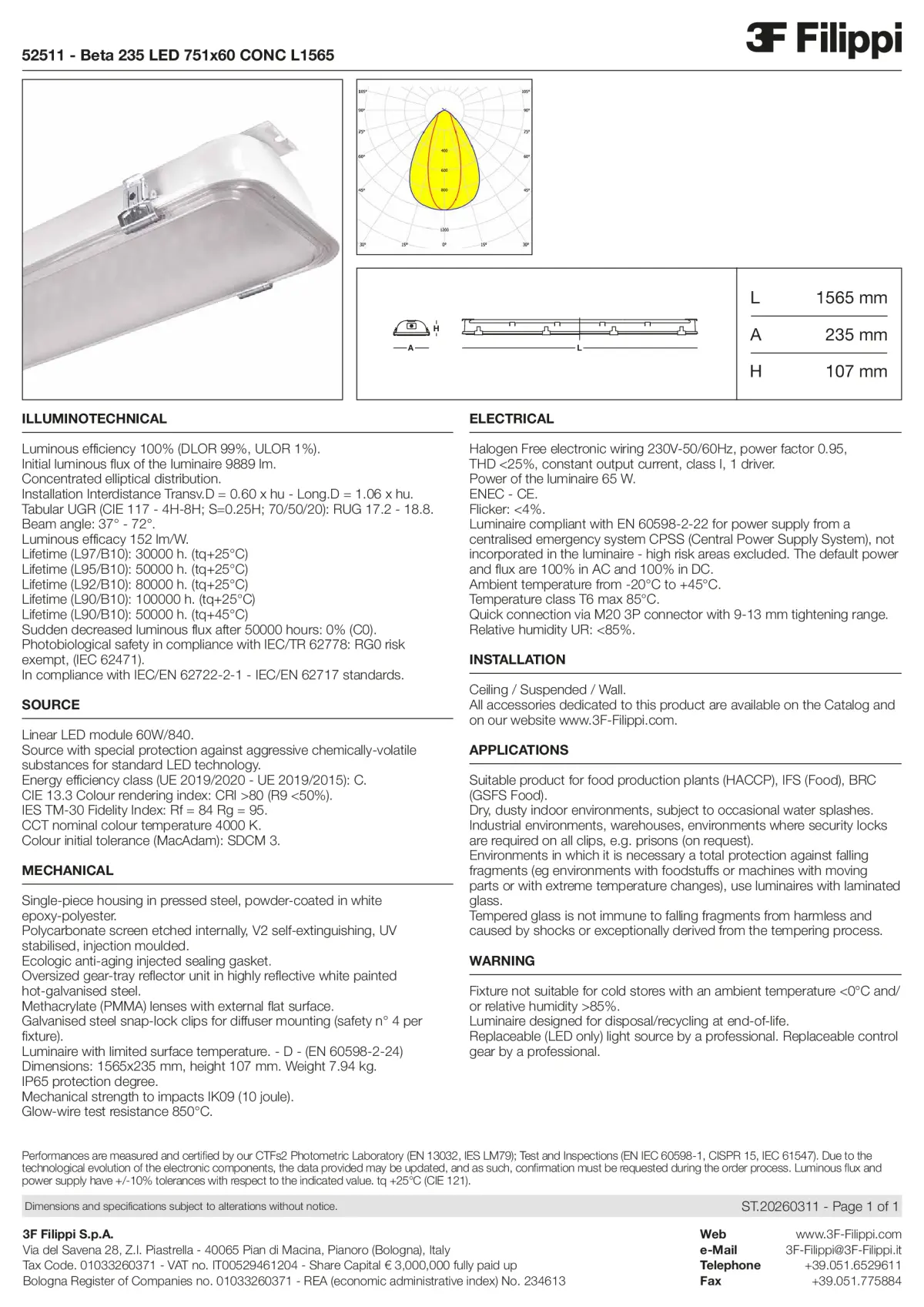 52511 - Beta 235 LED 751x60 CONC L1565 - Datasheet - en