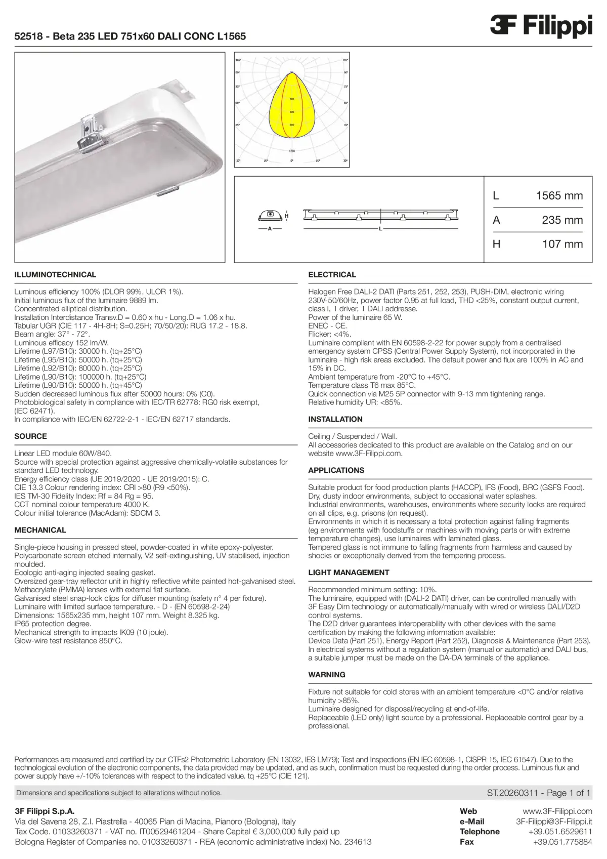 52518 - Beta 235 LED 751x60 DALI CONC L1565 - Datasheet - en
