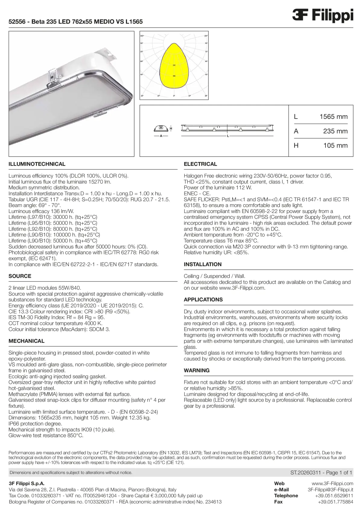 52556 - Beta 235 LED 762x55 MEDIO VS L1565 - Datasheet - en