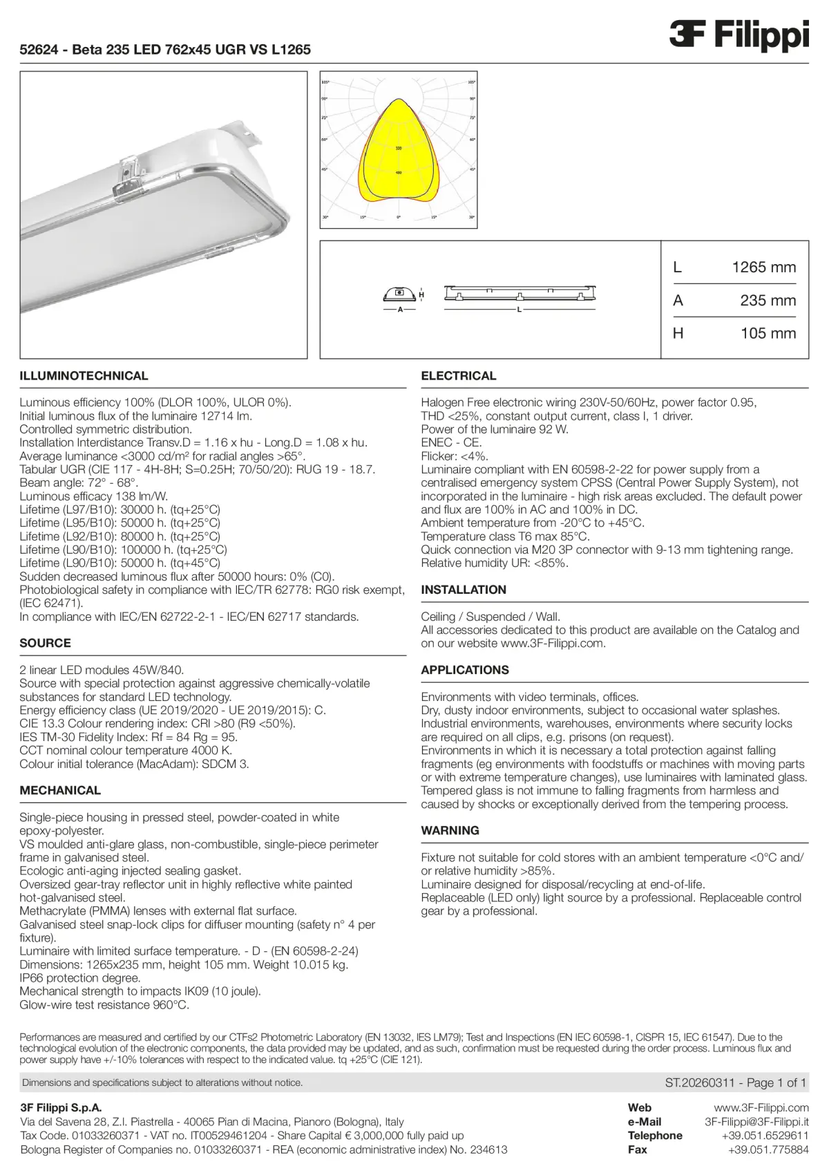 52624 - Beta 235 LED 762x45 UGR VS L1265 - Datasheet - en