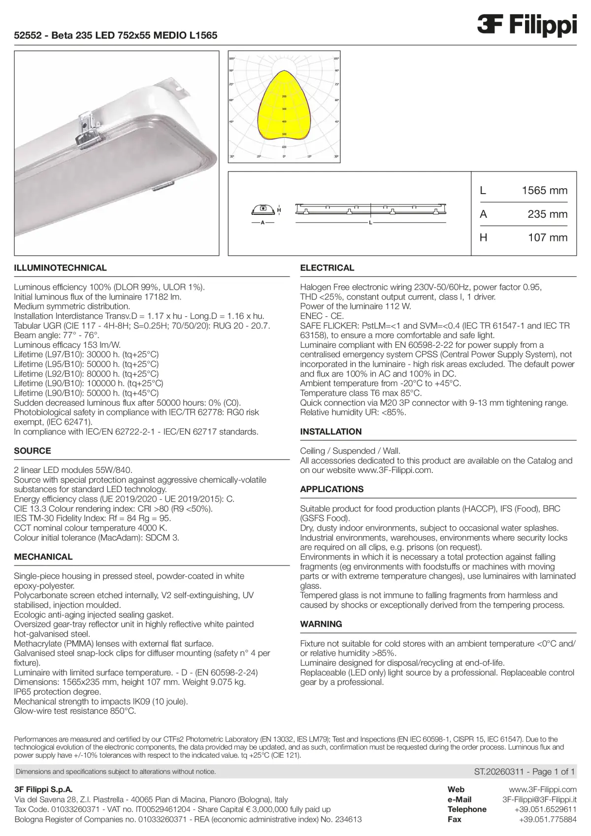 52552 - Beta 235 LED 752x55 MEDIO L1565 - Datasheet - en