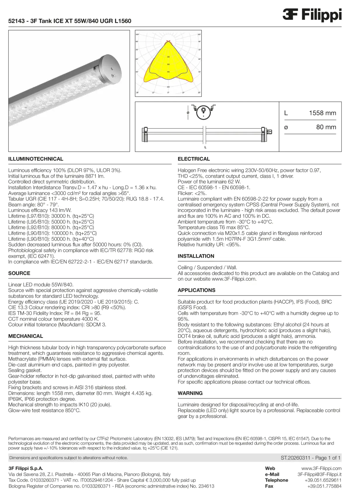 52143 - 3F Tank ICE XT 55W-840 UGR L1560 - Datasheet - en