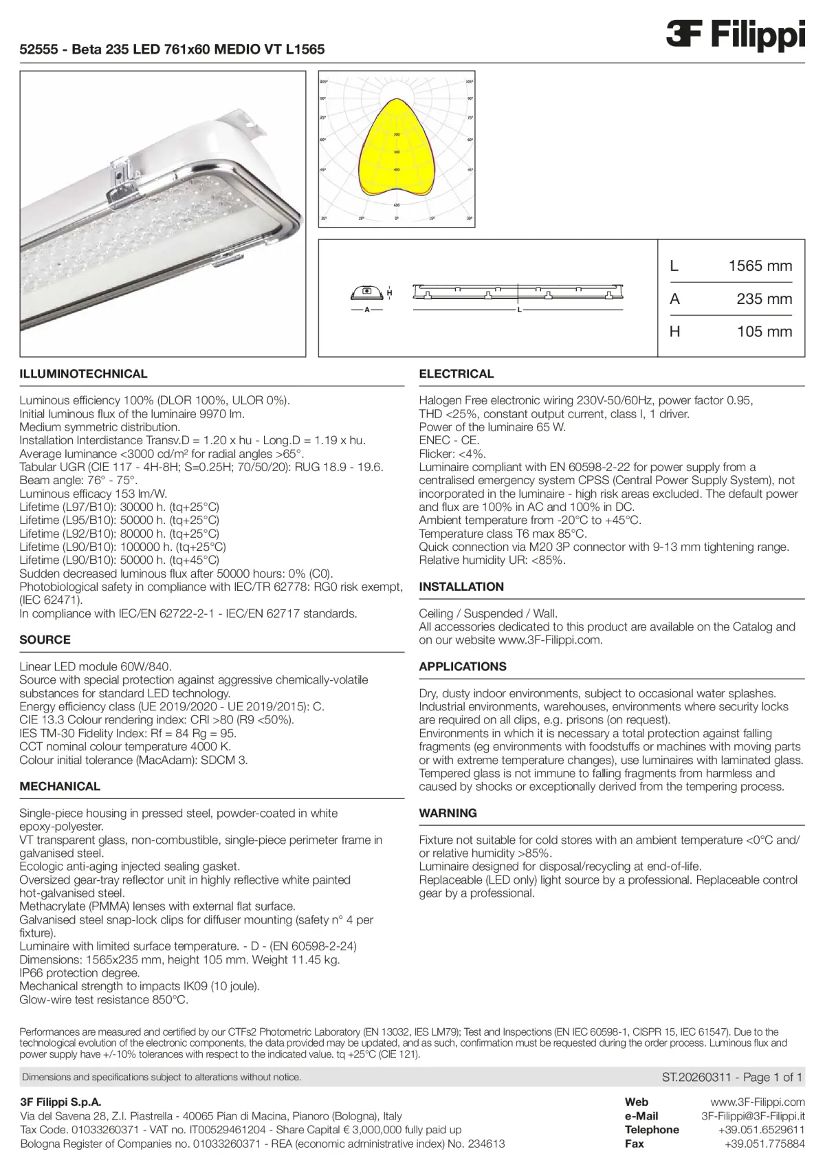 52555 - Beta 235 LED 761x60 MEDIO VT L1565 - Datasheet - en