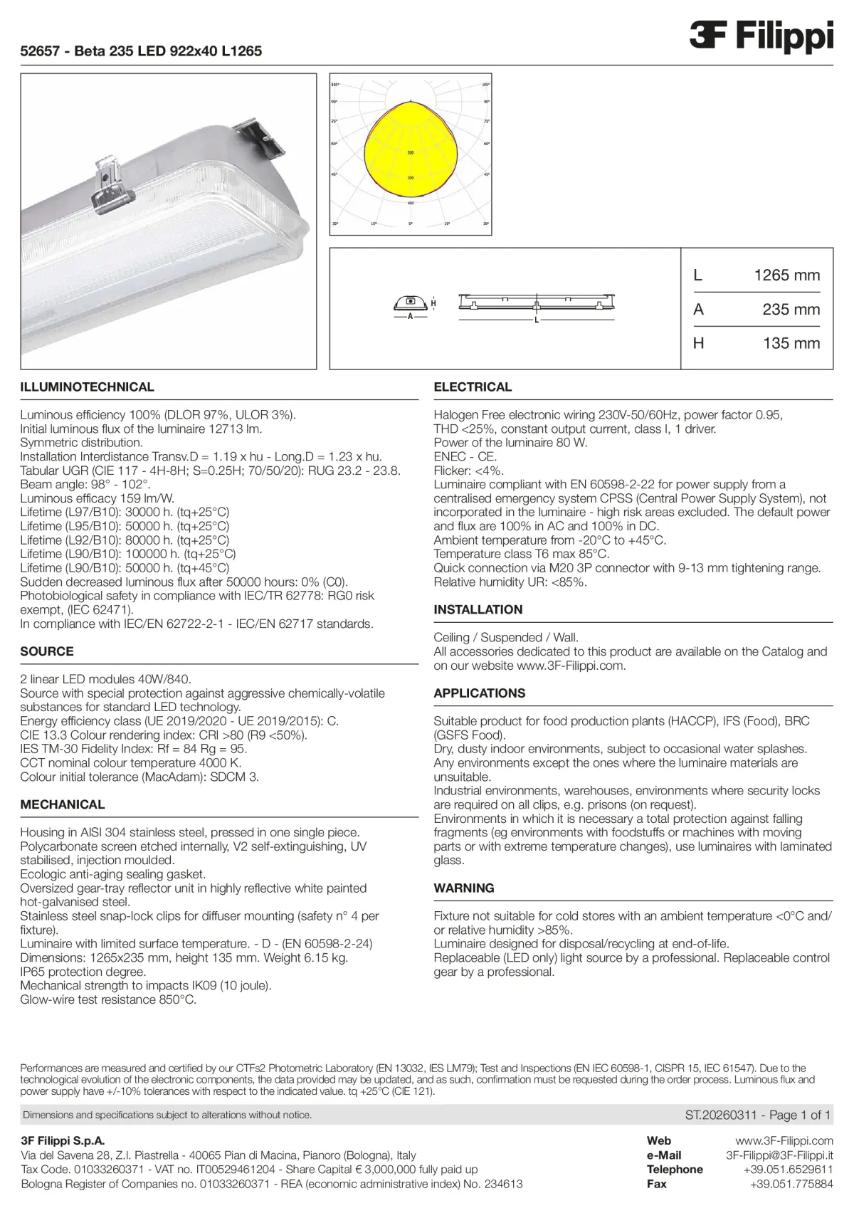 52657 - Beta 235 LED 922x40 L1265 - Datasheet - en