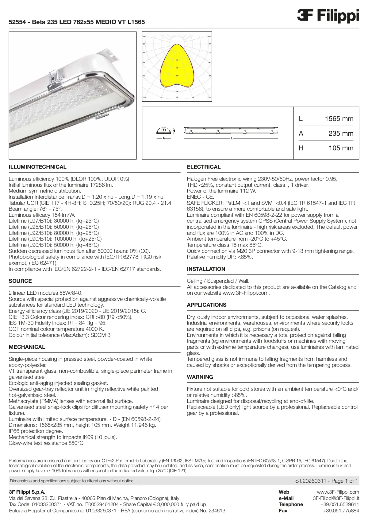 52554 - Beta 235 LED 762x55 MEDIO VT L1565 - Datasheet - en