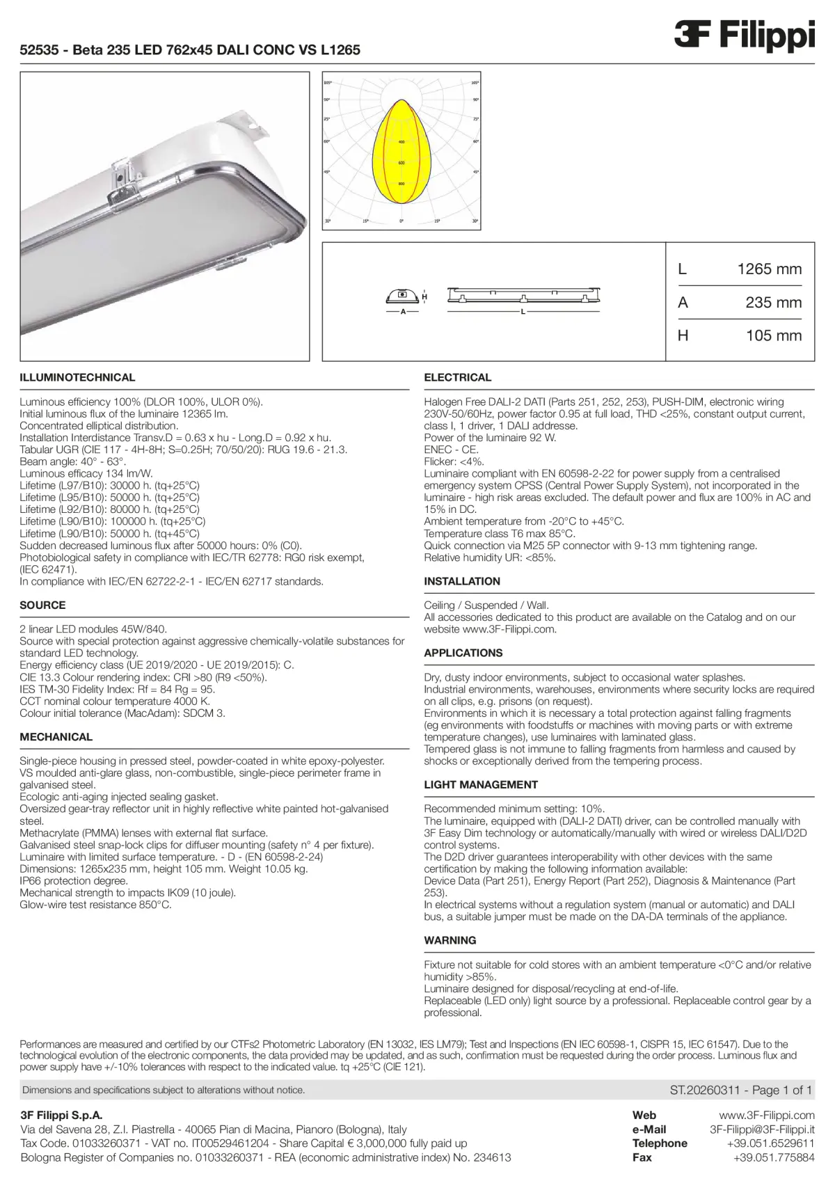 52535 - Beta 235 LED 762x45 DALI CONC VS L1265 - Datasheet - en
