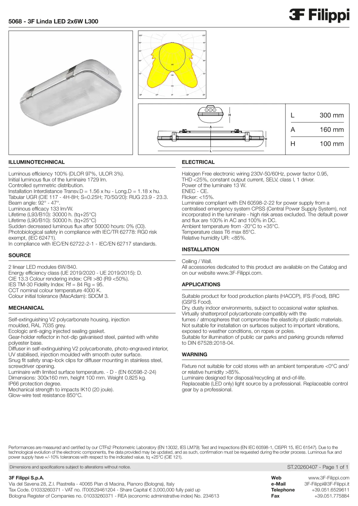 5068 - 3F Linda LED 2x6W L300 - Datasheet - en
