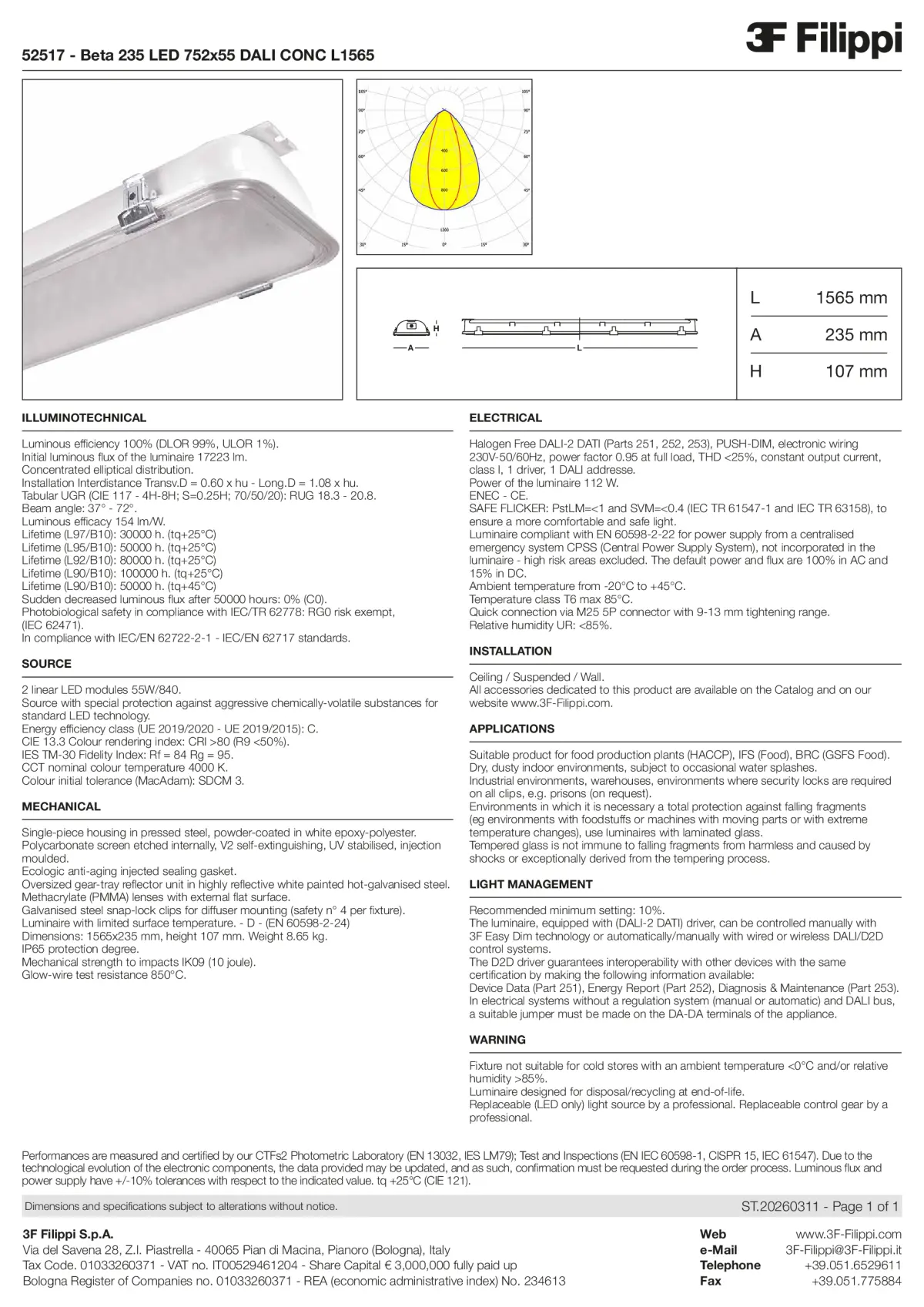 52517 - Beta 235 LED 752x55 DALI CONC L1565 - Datasheet - en